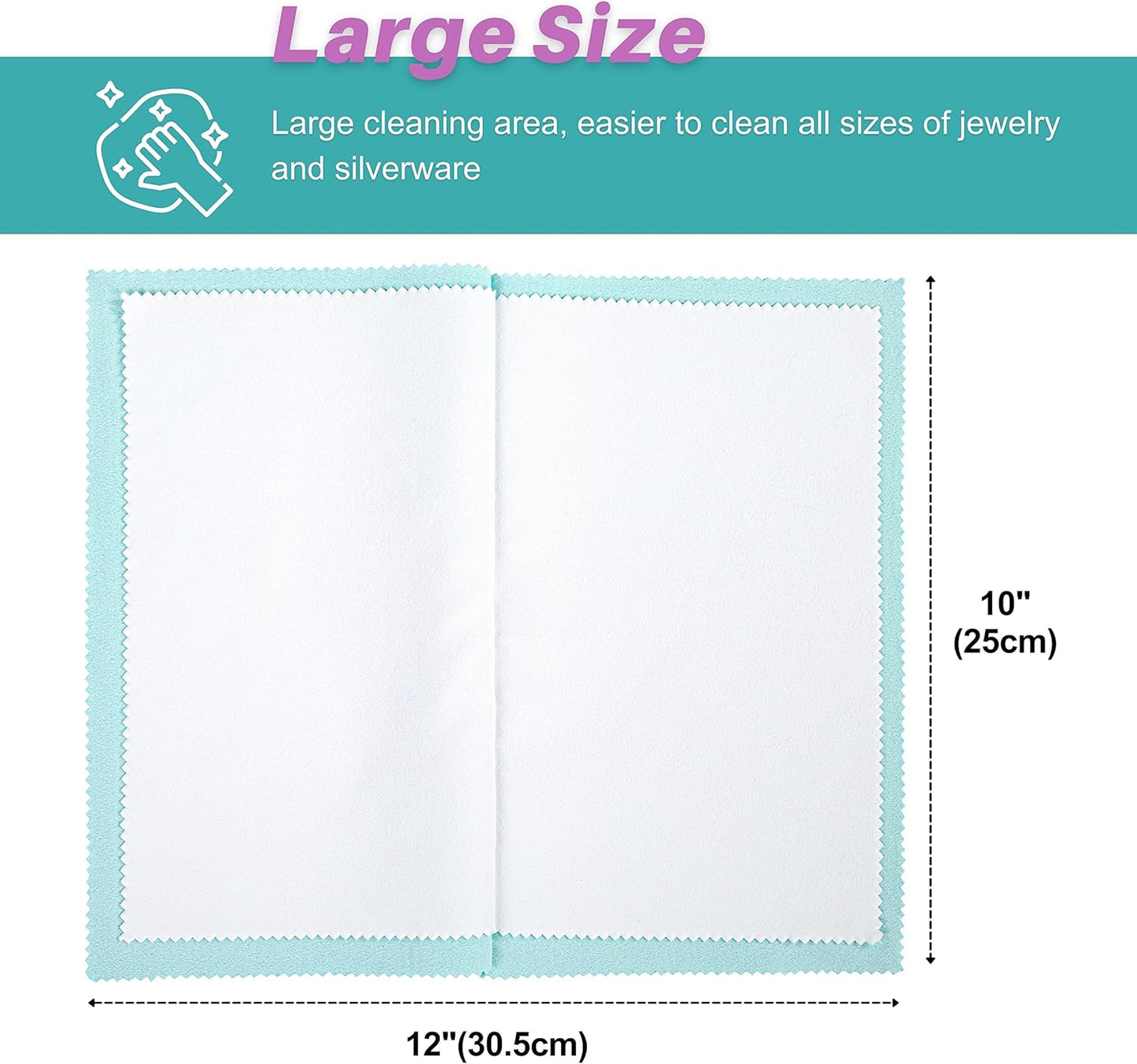 CATIFLIN 3PCS Sea Blue Silver Polishing Cloths, 10"x12" Jewelry Cleaning Cloths for Gold, Silver, Platinum, Watch, Coin, Tarnish Remover, Reusable & Streak for Jewelry Lovers