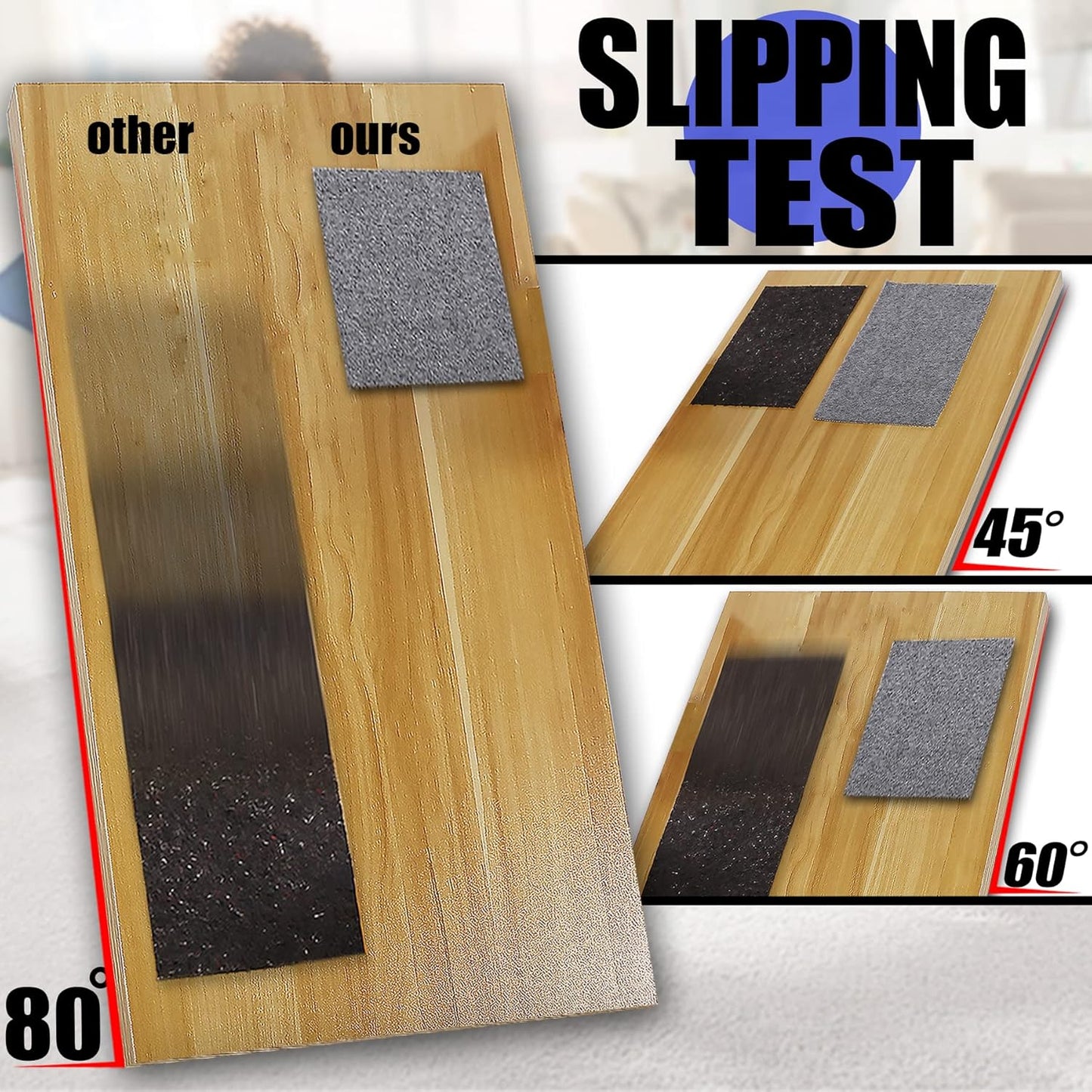 Non Slip Rug Pad Grippers - 2x3, 1/4" Thick, Felt + Rubber Double Layers Area Carpet Mat Tap, Provides Protection and Cushioning for Hardwood or Tile Floors