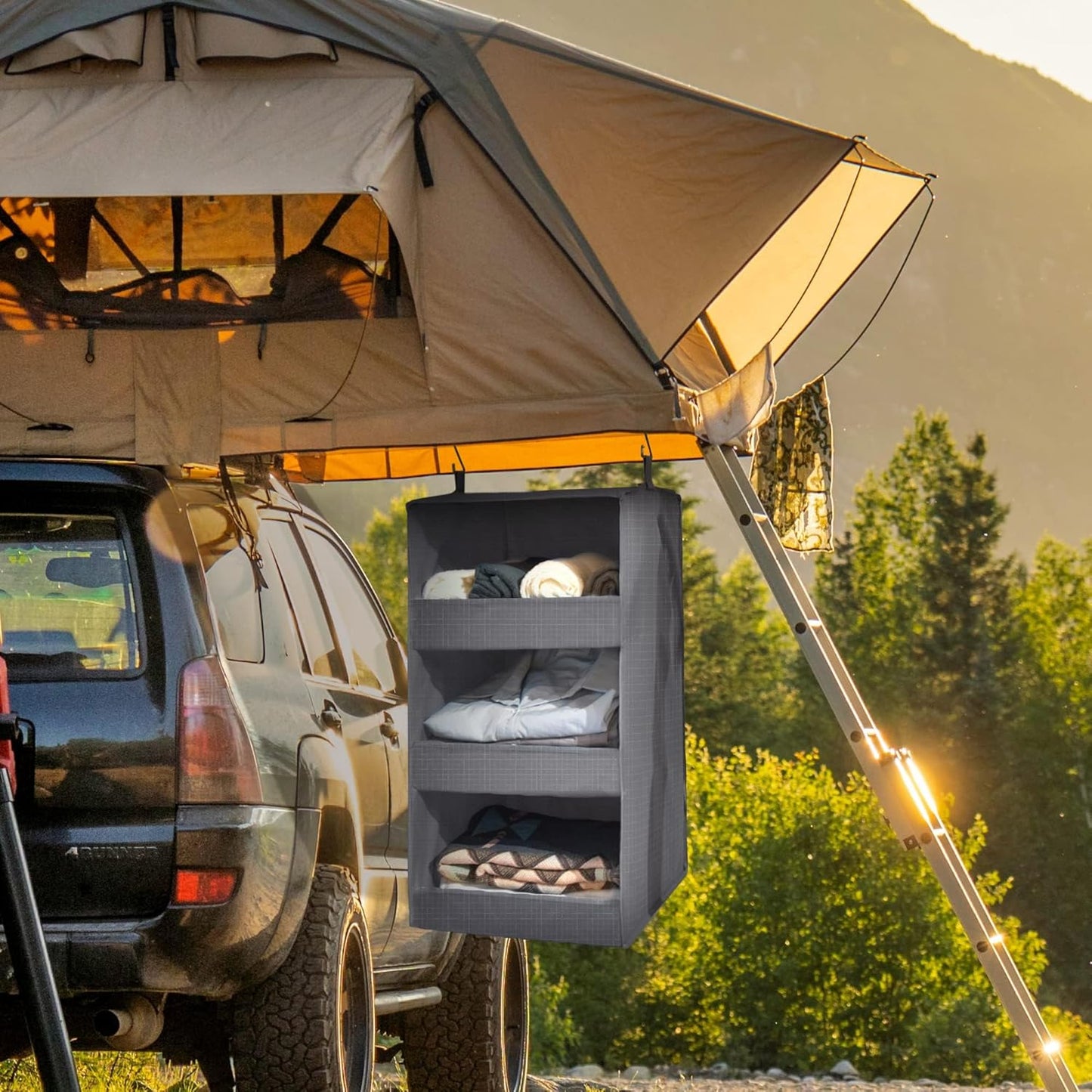 GRANNY SAYS 3-Shelf Hanging Closet Organizer and Storage, Collapsible Hanging Closet Shelves, Hanging Organizer for Closet & RV, Gray, 29 ½" H X 12" W X 12" D, 1-Pack