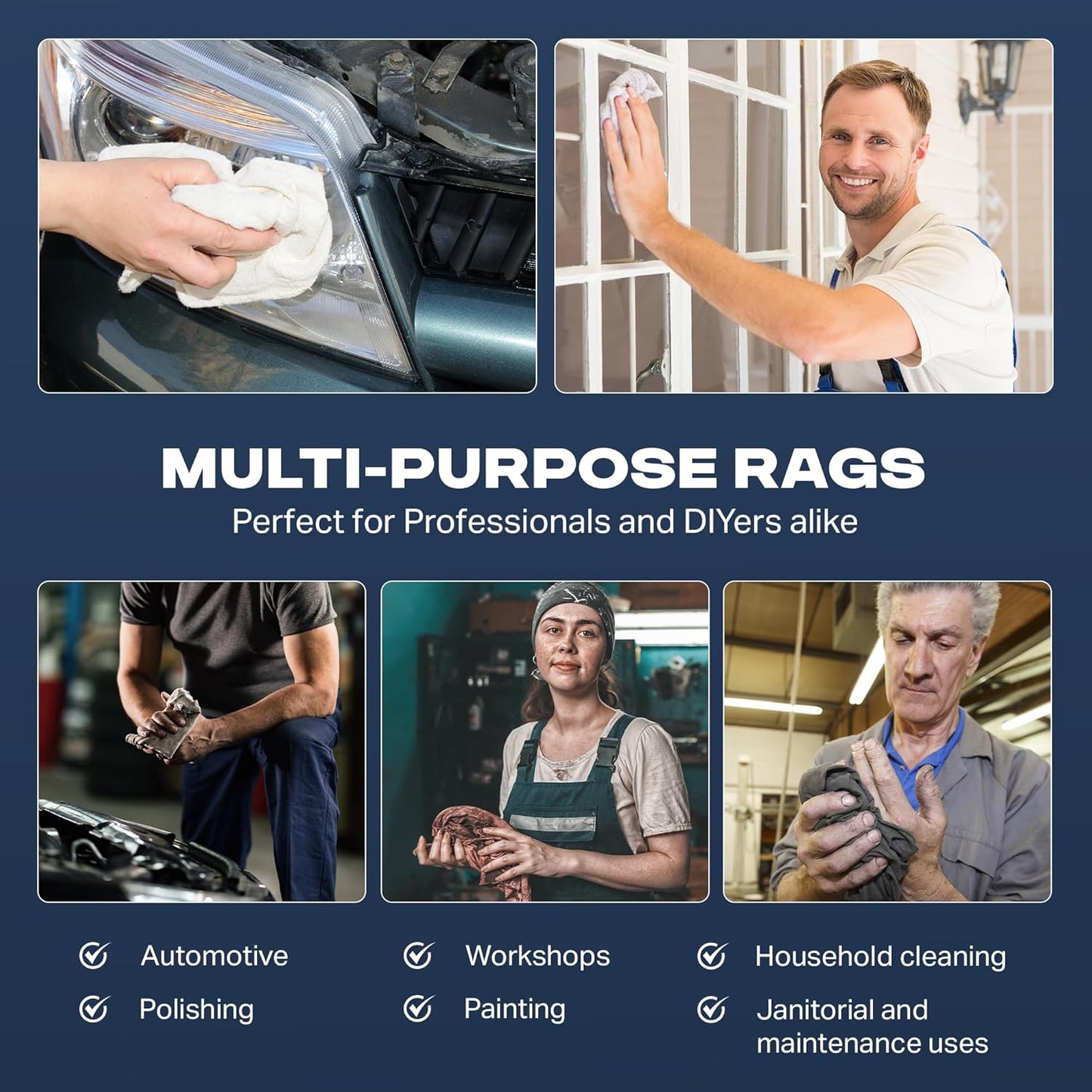 Angel-in-Armor White T-Shirt Rags – 25lb Bulk Box of Recycled Cotton Knit Shop Rags – Low Lint Cleaning Cloths for Mechanics, Oil Changes, Industrial and Commercial Use