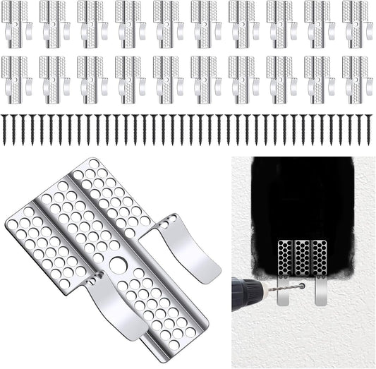 Drywall Repair Clips, 20 Pack Stainless Steel Wall Patch Kit with 40 Screws for 1/2 Inch Sheetrock, Professional Drywall Hole Repair Solution for DIY Home Repair