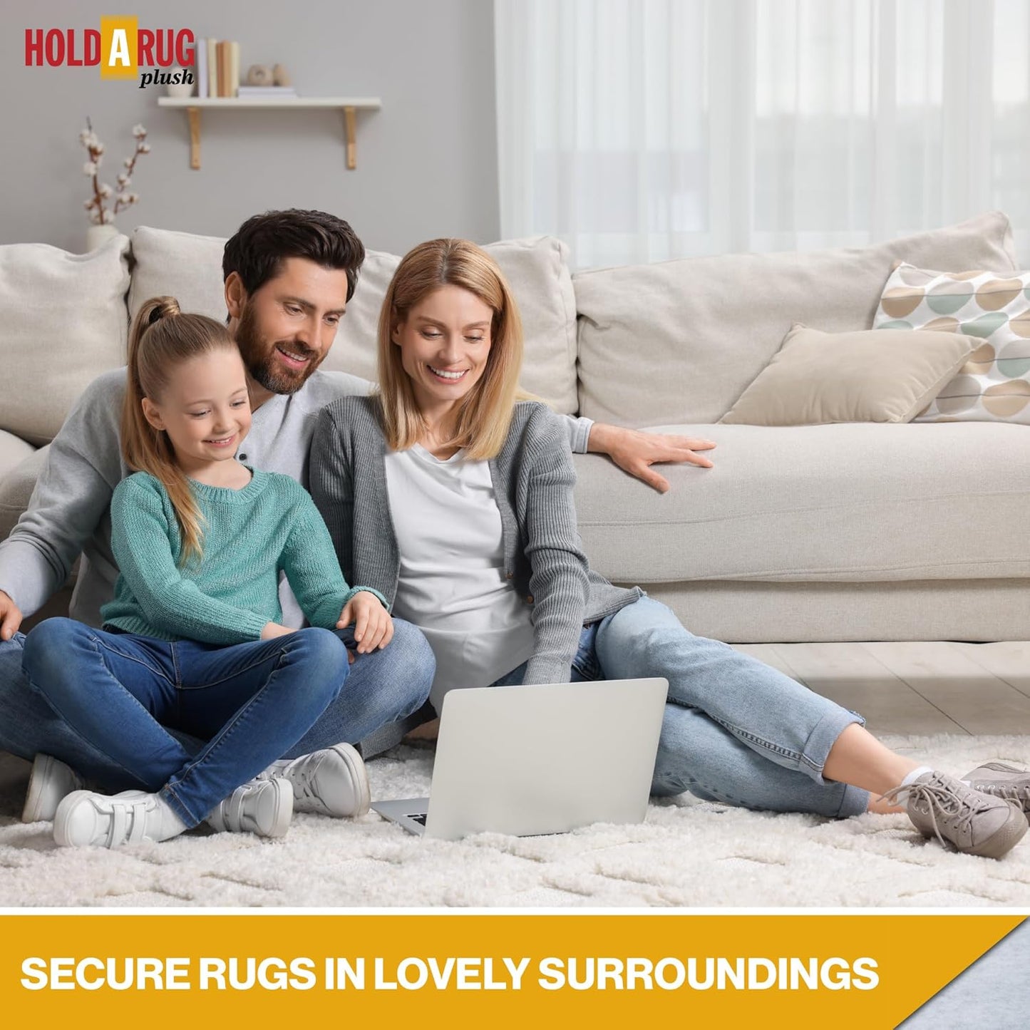 Hold-a-Rug Plush 5' x 8' Nonskid, Nonslip Rug Pad, Reversible Gripper, ¼ Thick, Safe for All Floors and Carpet, Keep Area Rugs Secure