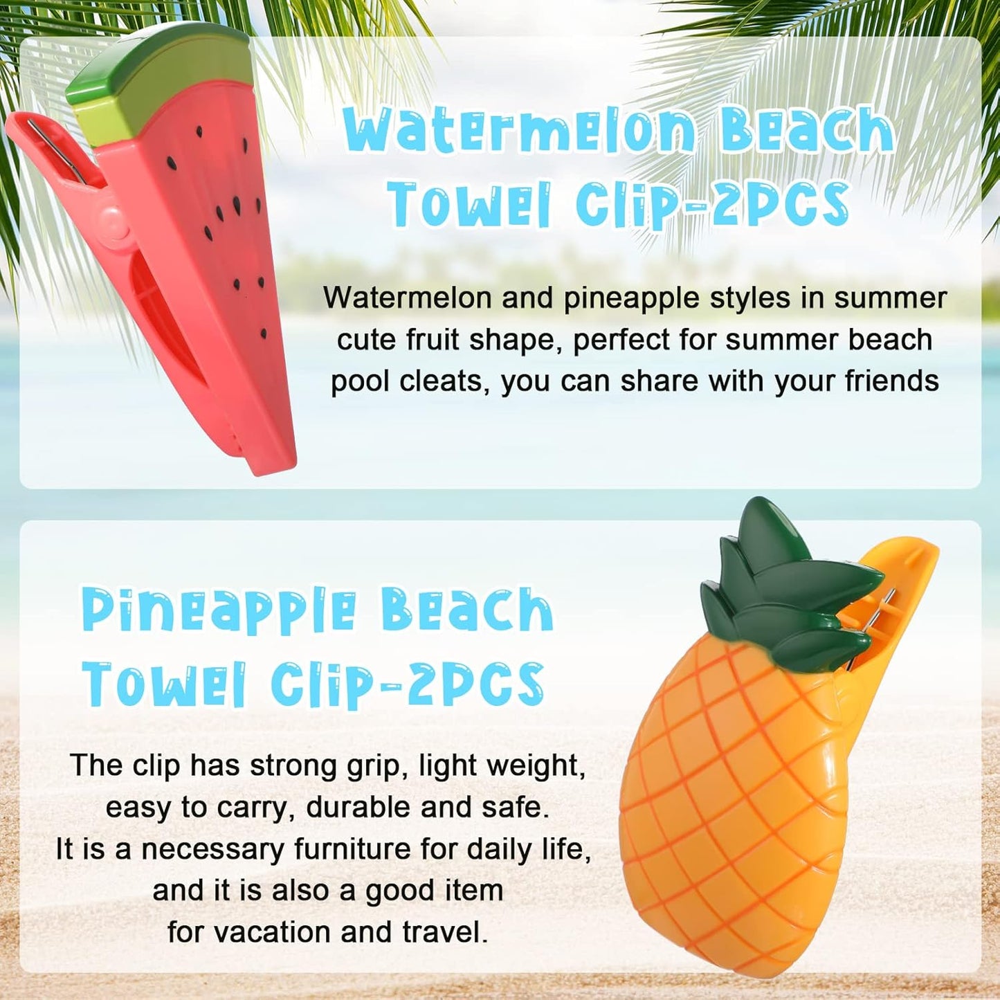 Sieral 8 Pcs Beach Towel Clips Beach Chair Pool Clips for Chairs Plastic Windproof Holder Funny Decorative Clothespins for Patio Accessories Summer, 4 Styles(Cute Style)