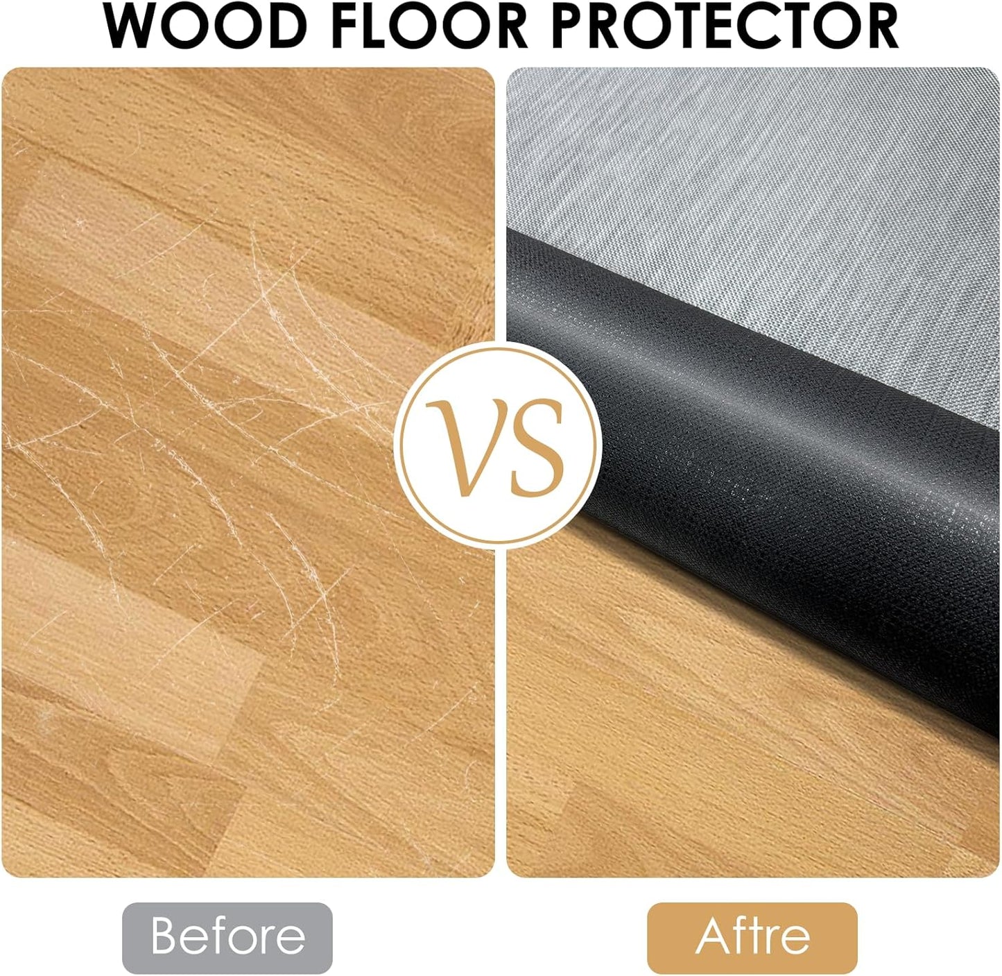 Kuyal Office Chair Mat for Hardwood Floor, 36" x 48" Heavy Duty Desk Chair Mat for Office & Home, Anti Slip, Non-Curve Computer Chair Protector Mat, Light Gray