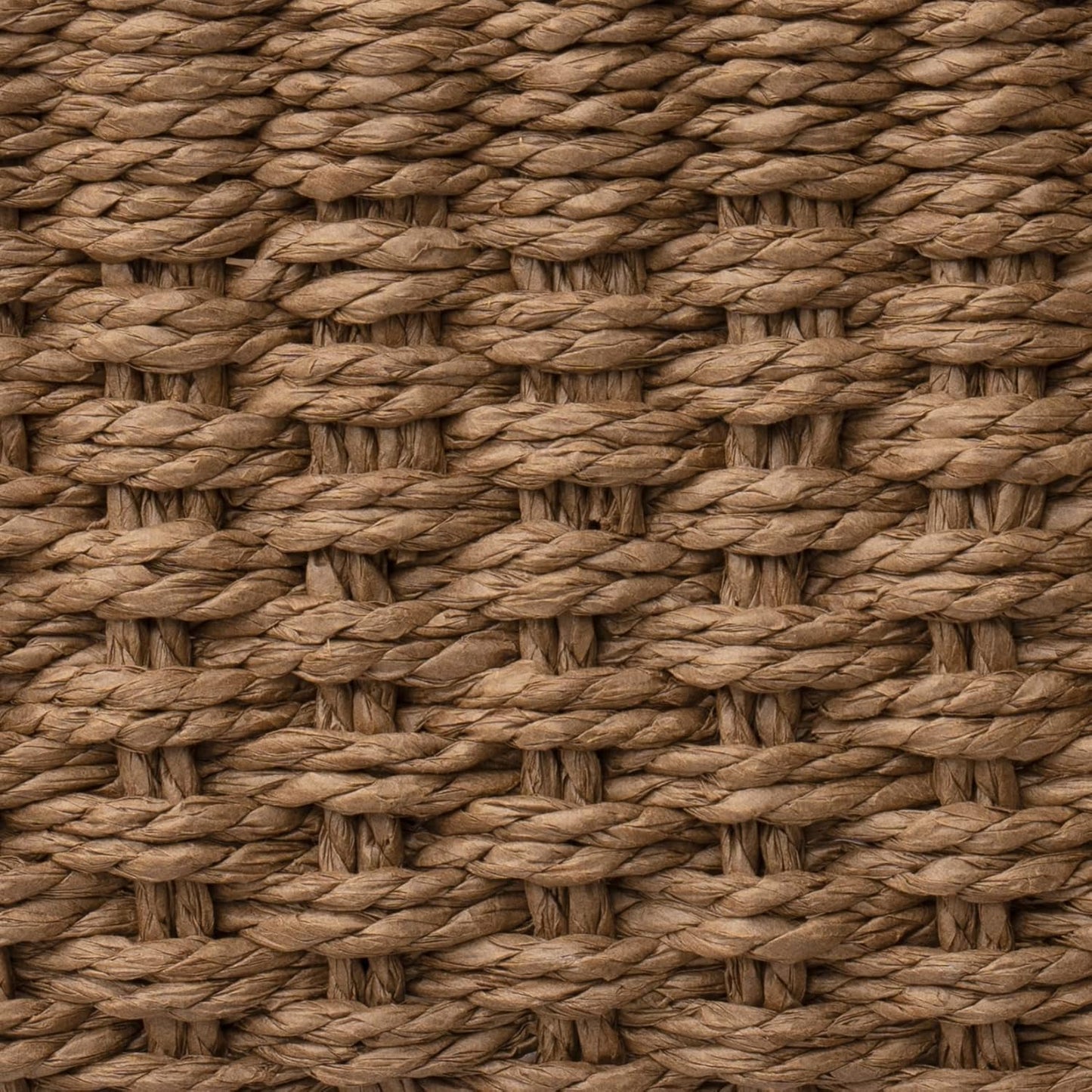 LA JOLIE MUSE Woven Storage Baskets, Recycled Paper Rope Bin Organizer Divider for Cupboards Drawer Closet Shelf Dresser, Set of 3 (Brown)