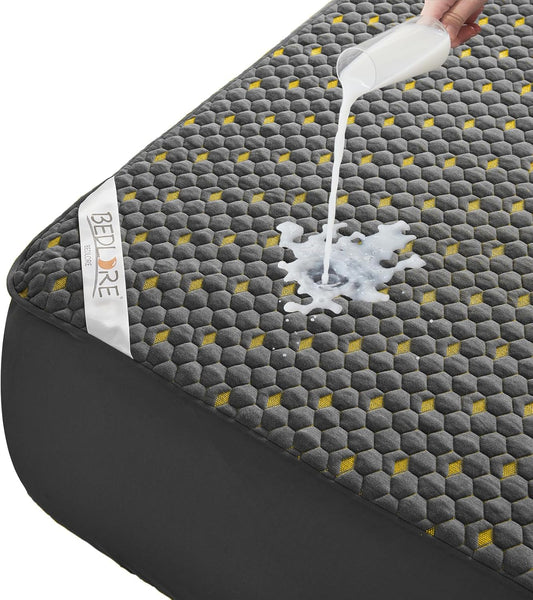 Waterproof Mattress Protector, California King Size Mattress Pad Fitted 6"-18" Deep Pocket, 3D Air Fabric Bed Mattress Cover Noiseless Washable for Home, Bedroom, Hotel(Carbon Gray)