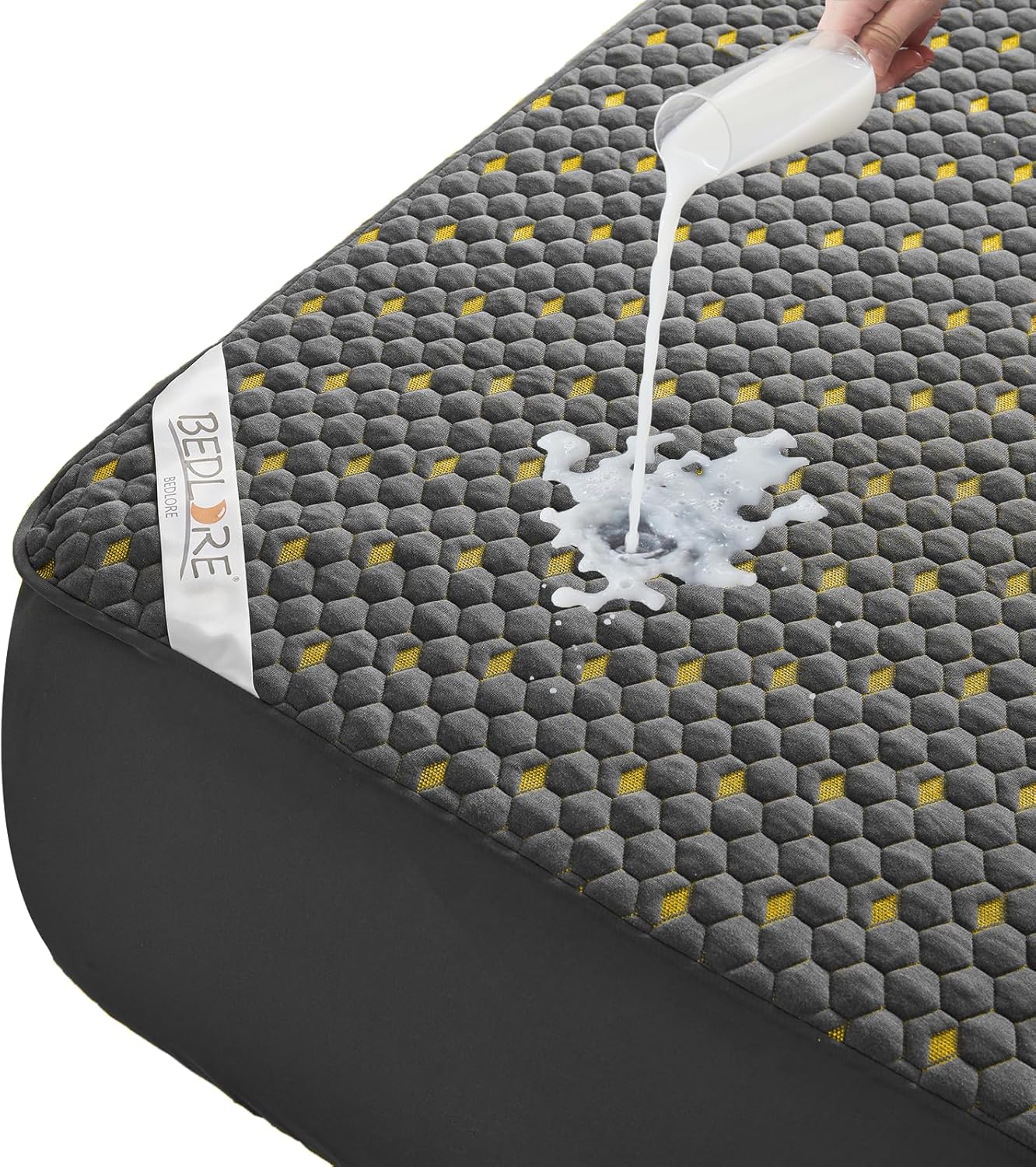 Waterproof Mattress Protector, Queen Size Mattress Pad Fitted 6"-18" Deep Pocket, 3D Air Fabric Breathable Bed Mattress Cover Noiseless Washable for Bedroom, Hotel(Carbon Gray)