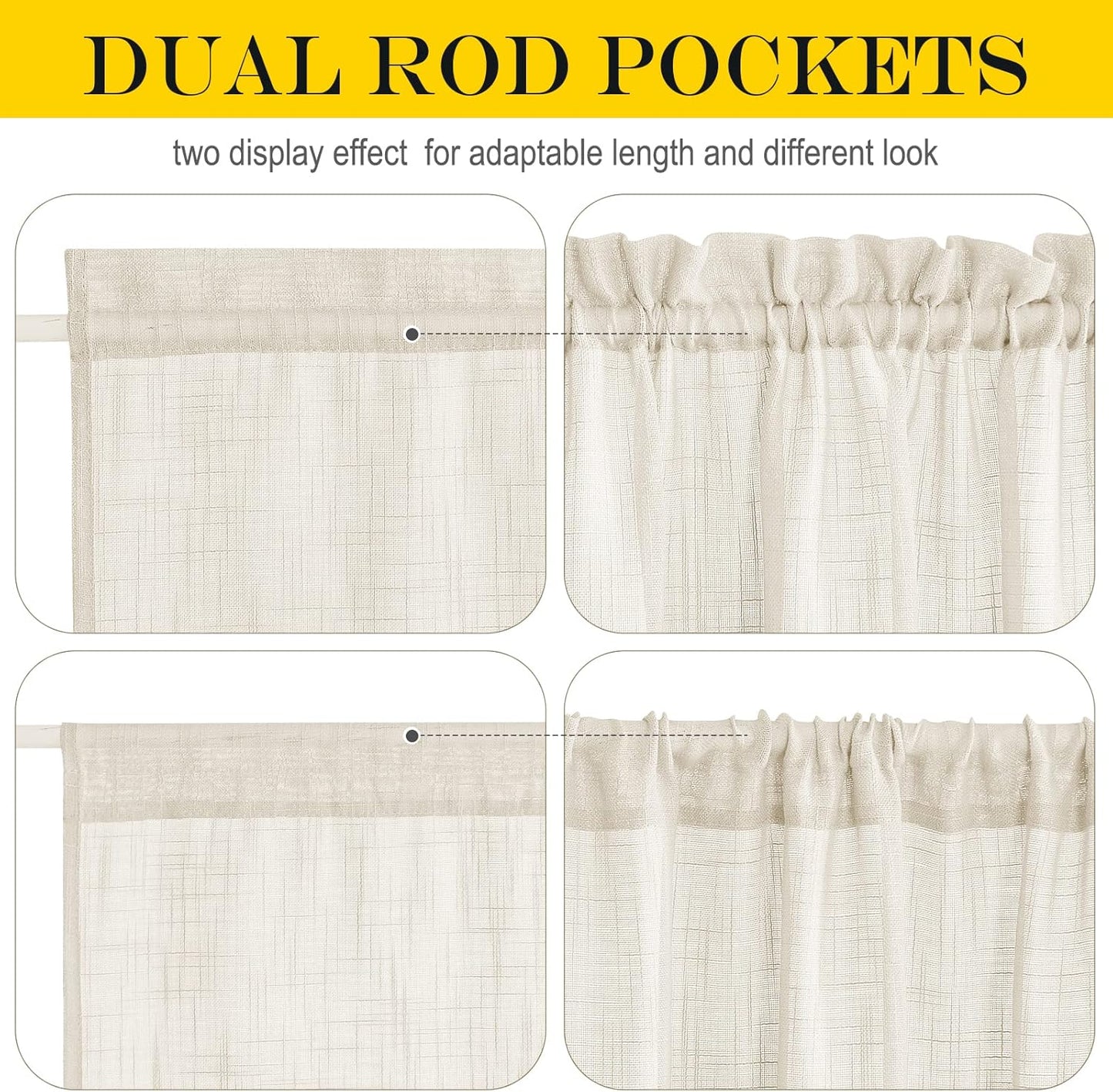 NICETOWN Side Door Front Curtains for Small Window, Privacy Door Shades for Sidelight Curtains, Light Filter Privacy Side Window Drapes, W36 X L72, Beige, 1 Panel