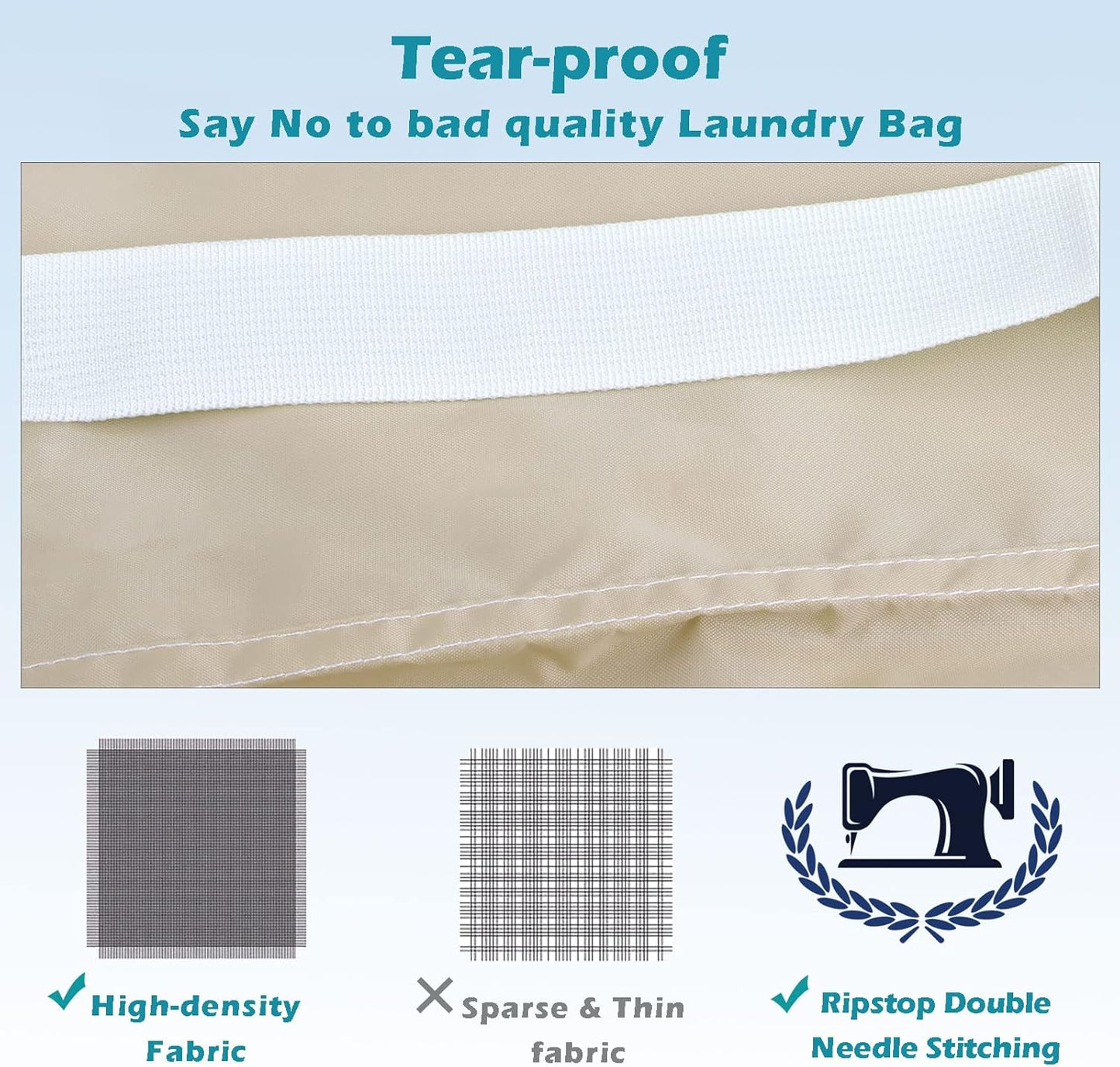 Heavy Duty Laundry Bag 2 Pack XL Nylon Laundry Bags with Straps, Washable Large Dirty Clothes Organizer with Drawstring Closure, Travel Washing Bag Fit a Laundry Hamper or Basket