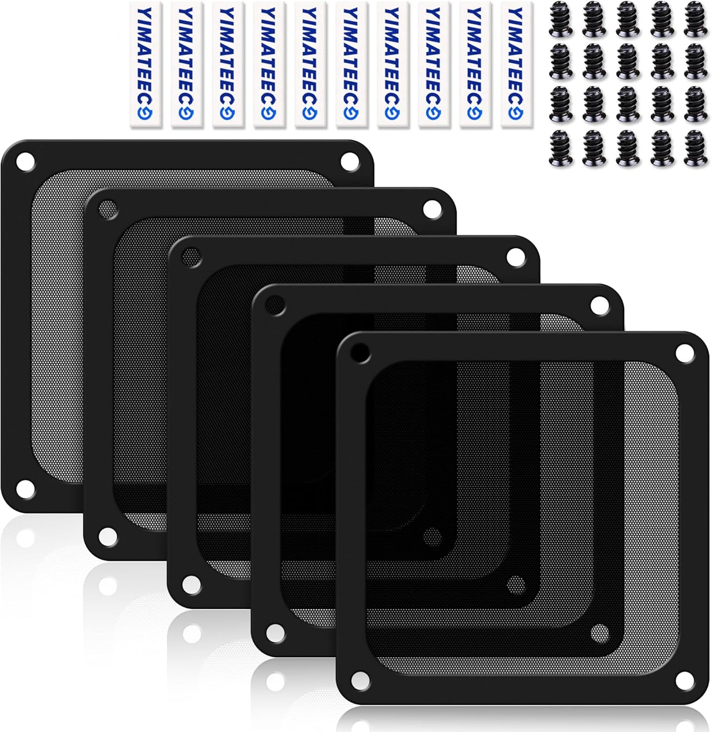 Dust Filter PC 140mm -5Pack Magnetic Fan Dust Mesh Filter for Computer Cooler Fan/PSU/Routers, PVC 50 Mesh PC Case Screen Dustproof Vent Filter Cover Fan Grills (PVC, 140 * 140mm, 5pcs, Black)