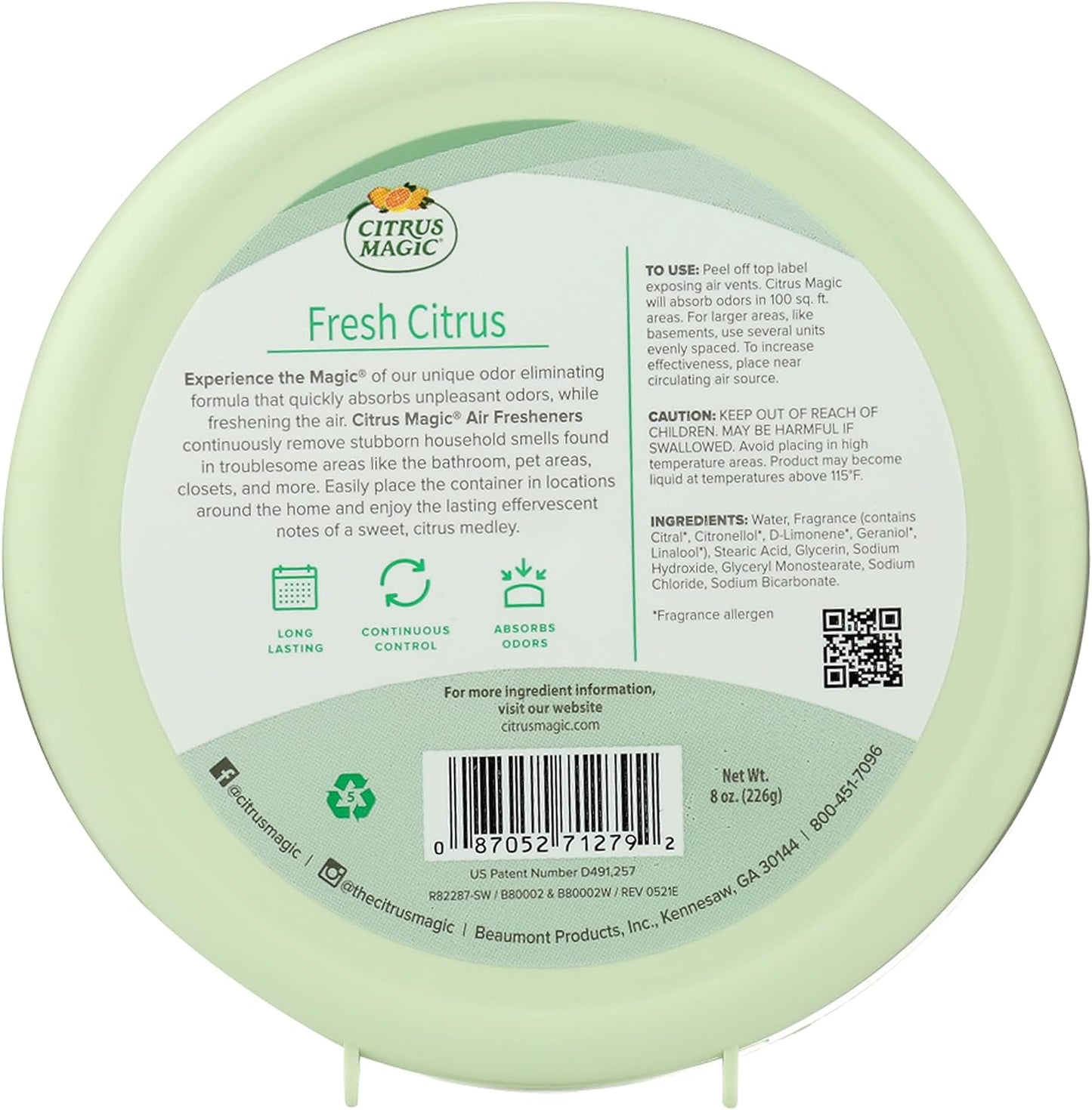 Citrus Magic Odor Absorbing Solid Air Freshener, Fresh Citrus, 8-Ounce, Pack of 1