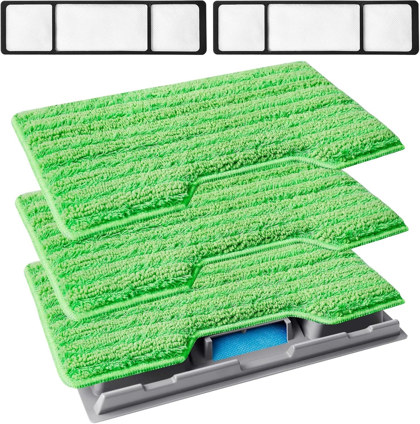 KEEPOW Reusable Mop Pads Refills, Mop Replacement Pads Compatible with Shark Vac Mop VM252 VM200 VC205 VM250 /QM250 VM190 VM200P12, Hardwood Floor Mop Pad with Upgraded Dirt Chamber (1+2+3 Pads)