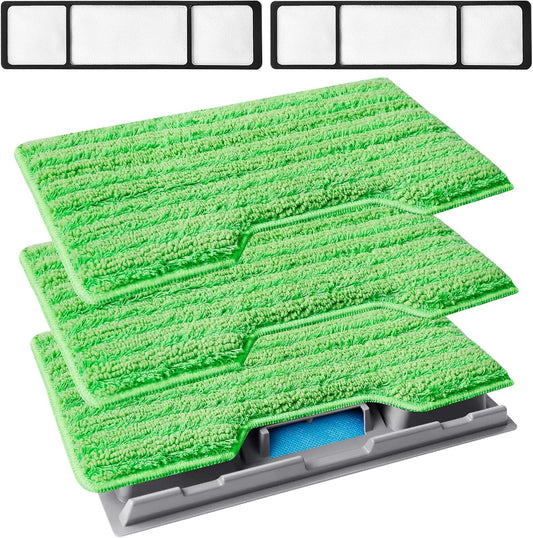 KEEPOW Reusable Mop Pads Refills, Mop Replacement Pads Compatible with Shark Vac Mop VM252 VM200 VC205 VM250 /QM250 VM190 VM200P12, Hardwood Floor Mop Pad with Upgraded Dirt Chamber (1+2+3 Pads)