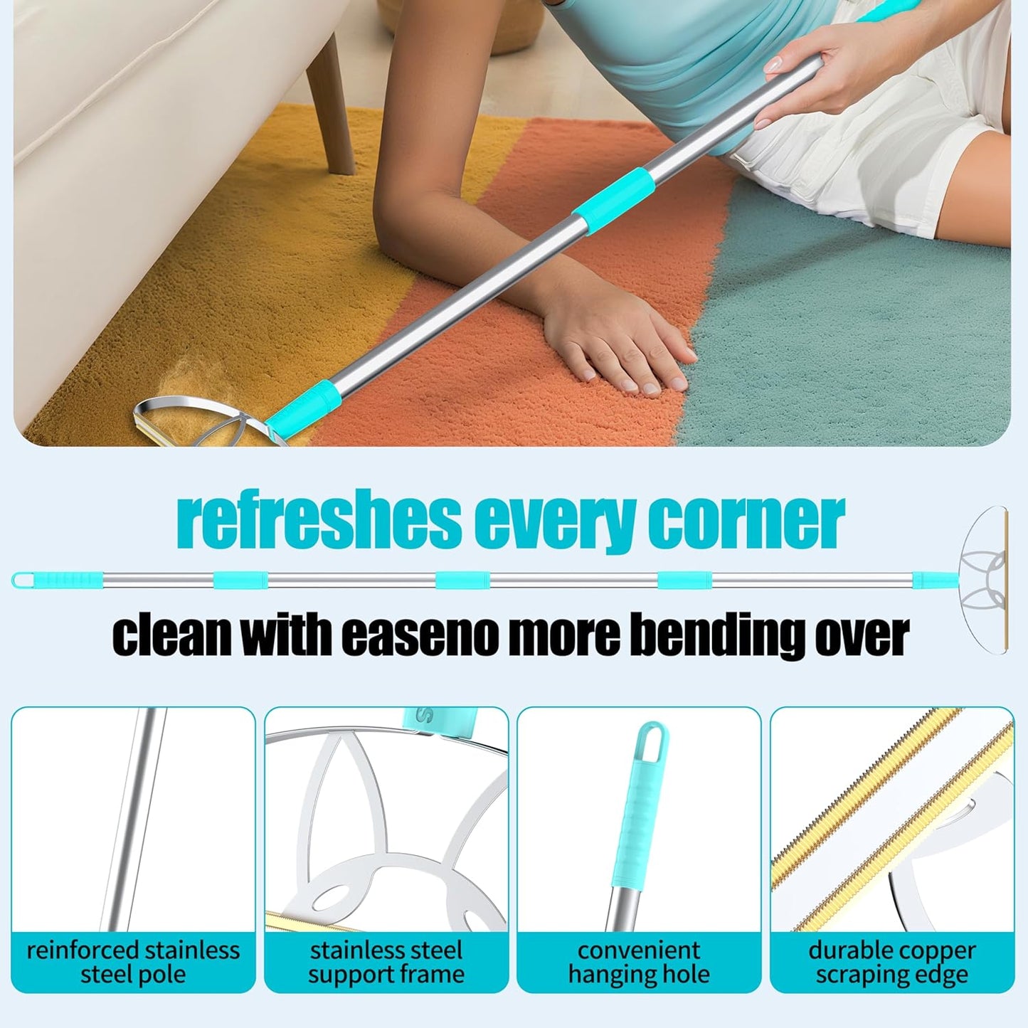 ULTRA+MAX+Pro LINTPLUS Pet Hair Remover Kit - 3-Size Carpet Rakes (S/M/L) w/Stainless Steel Handles - For Rugs, Carpets, Floors & Furniture - Stand-Up Design