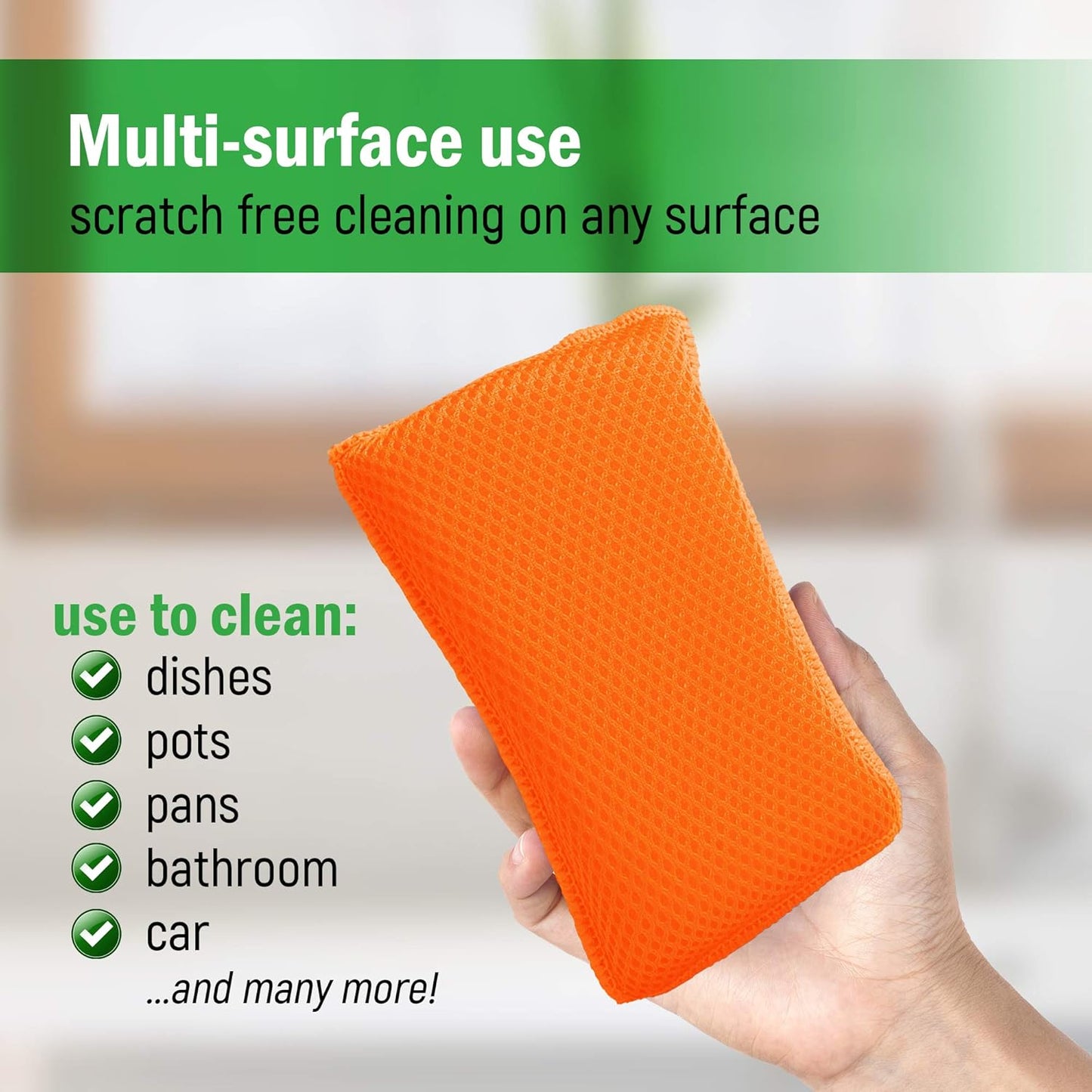 Commercial Miracle Microfiber Kitchen Sponge by Scrub-It - Large - Non-Scratch Heavy Duty Dishwashing Cleaning sponges- Machine Washable- (Orange, 6 Pack)