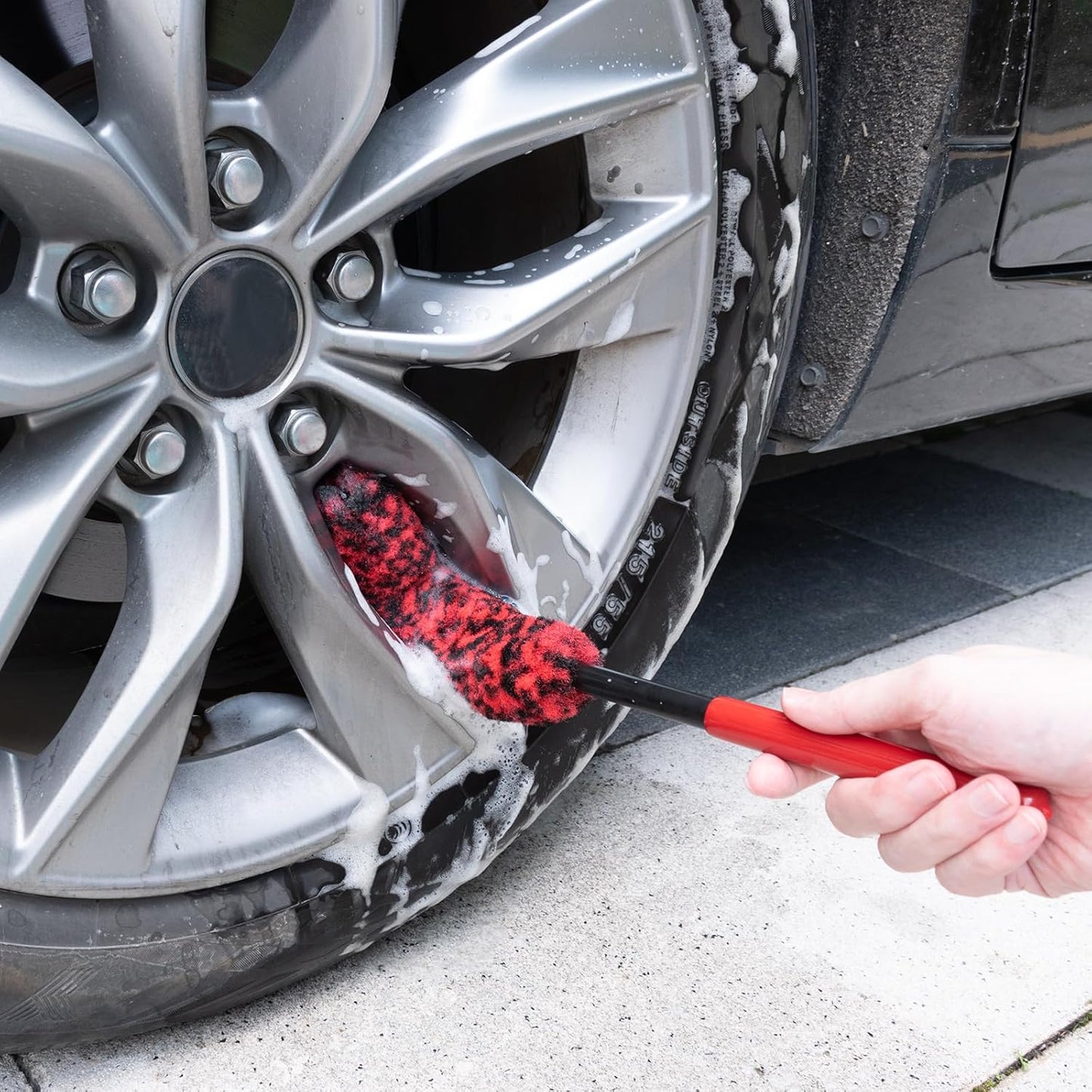 ITTAHO 4 Pack Car Wash Brush Wheel Cleaning Woolies Brush Detailing Brush and Stiff Tire Brush Tires Wheel Brushes for Cleaning Wheels for Wheels, Rims, Carpet, Truck, SUV, Moto, RV, Motorcycle