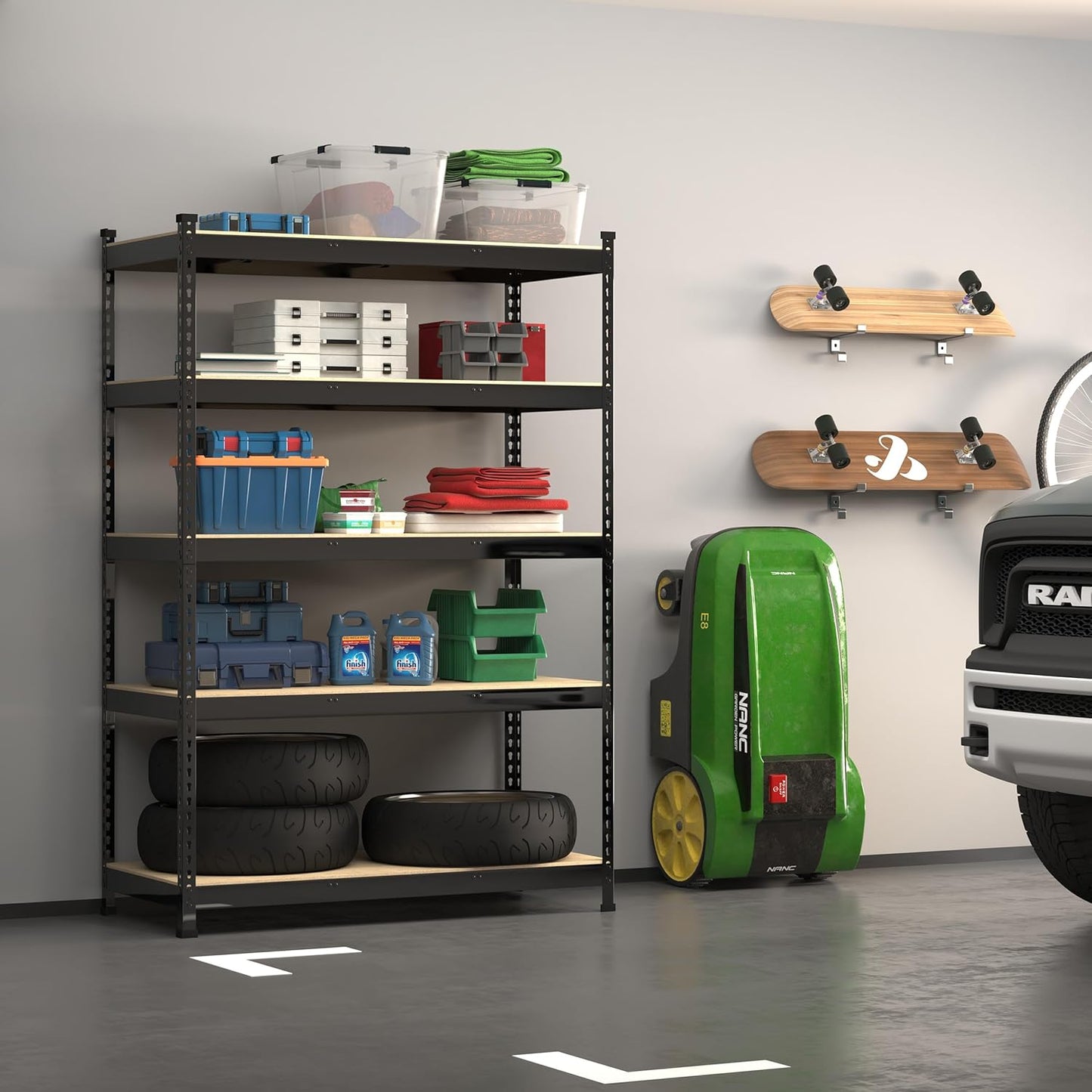 PrimeZone 3 Pack Storage Shelves 48" x 24" x 72", 5 Tier Adjustable Garage Storage Shelving, Heavy Duty Metal Storage Utility Rack Shelf Unit for Warehouse Pantry Closet Kitchen, Black