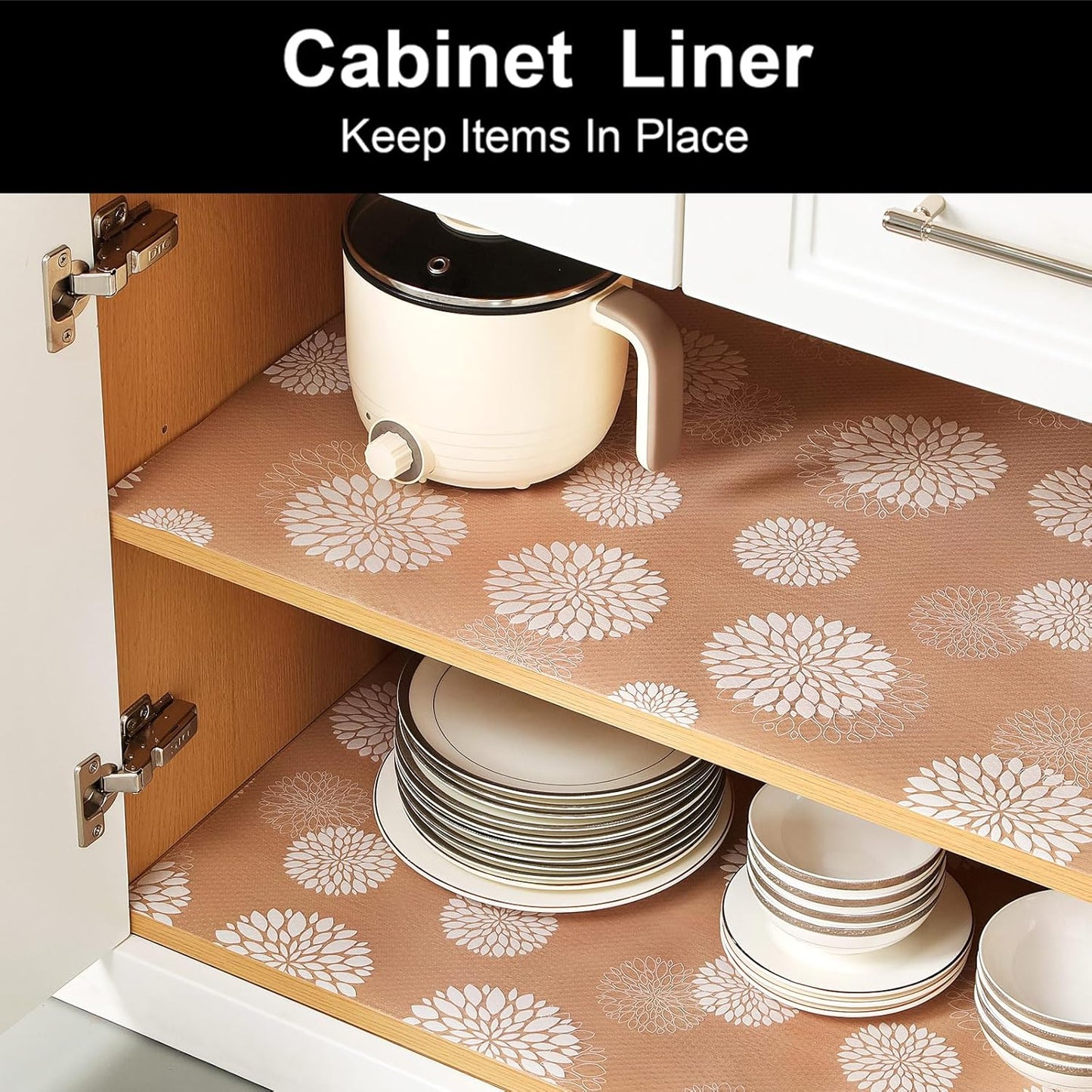 Cooyes Shelf and Drawer Liners for Kitchen Cabinets, Non Adhesive Cabinet Liner, EVA Waterproof Durable Non-Slip Drawer Mats for Shelves, Refrigerator, Storage, Desks