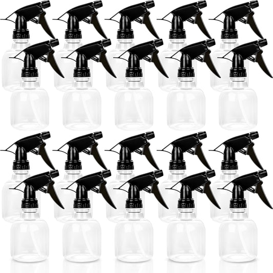 20 Pcs Empty Plastic Spray Bottle 8 OZ Reusable Clear Liquid Container with Trigger Sprayers for Water Perfume Cleaning Fluid Plants Kitchen Toilet Pet (Color Set 1)