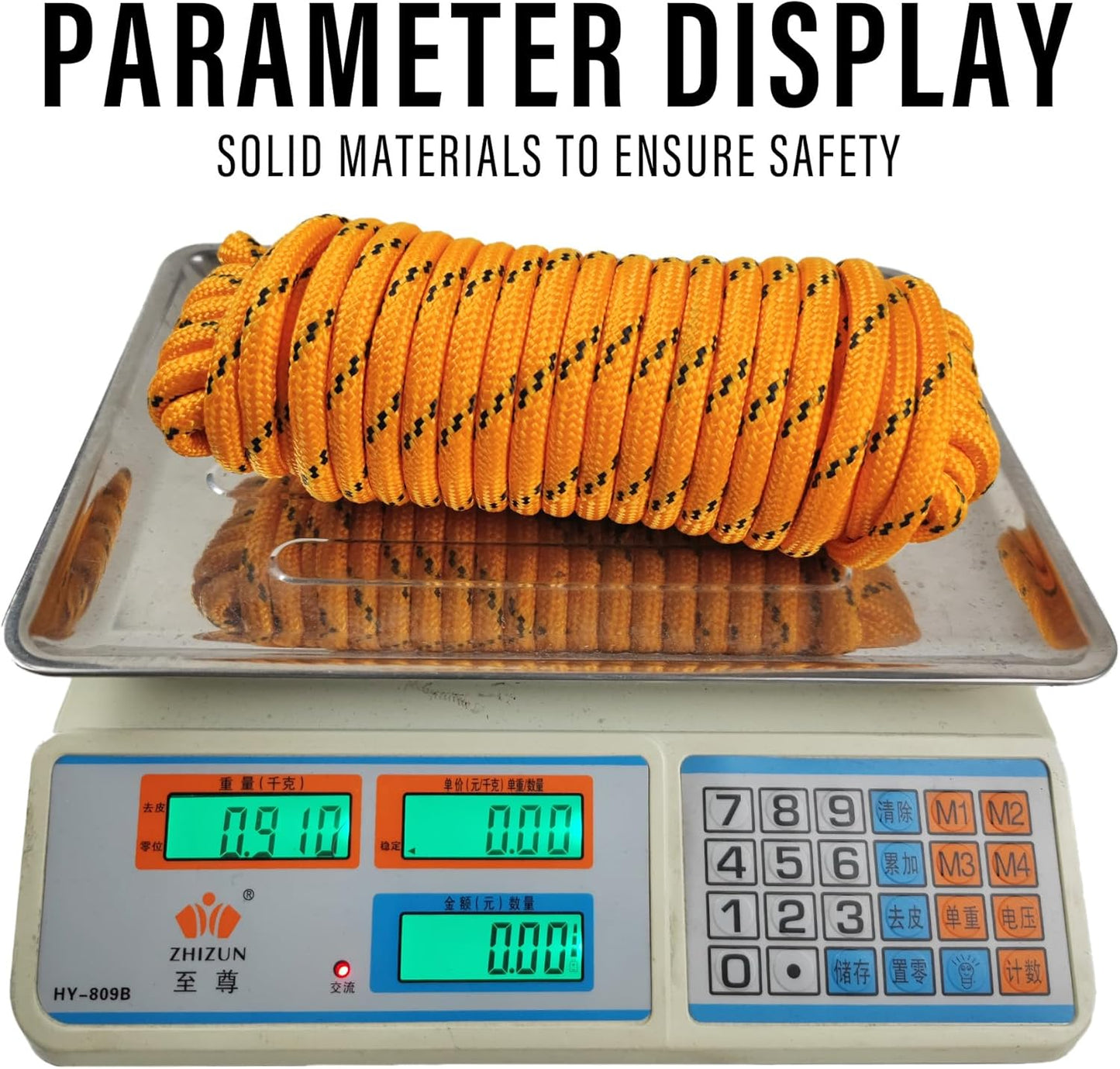 Diamond Braided Polypropylene Rope Nylon Rope Mix Thick Heavy Duty Ropes 3/8'' 100ft High Strength Perfect for Clothesrope Camping Hiking and Other Outdoor Activities Orange