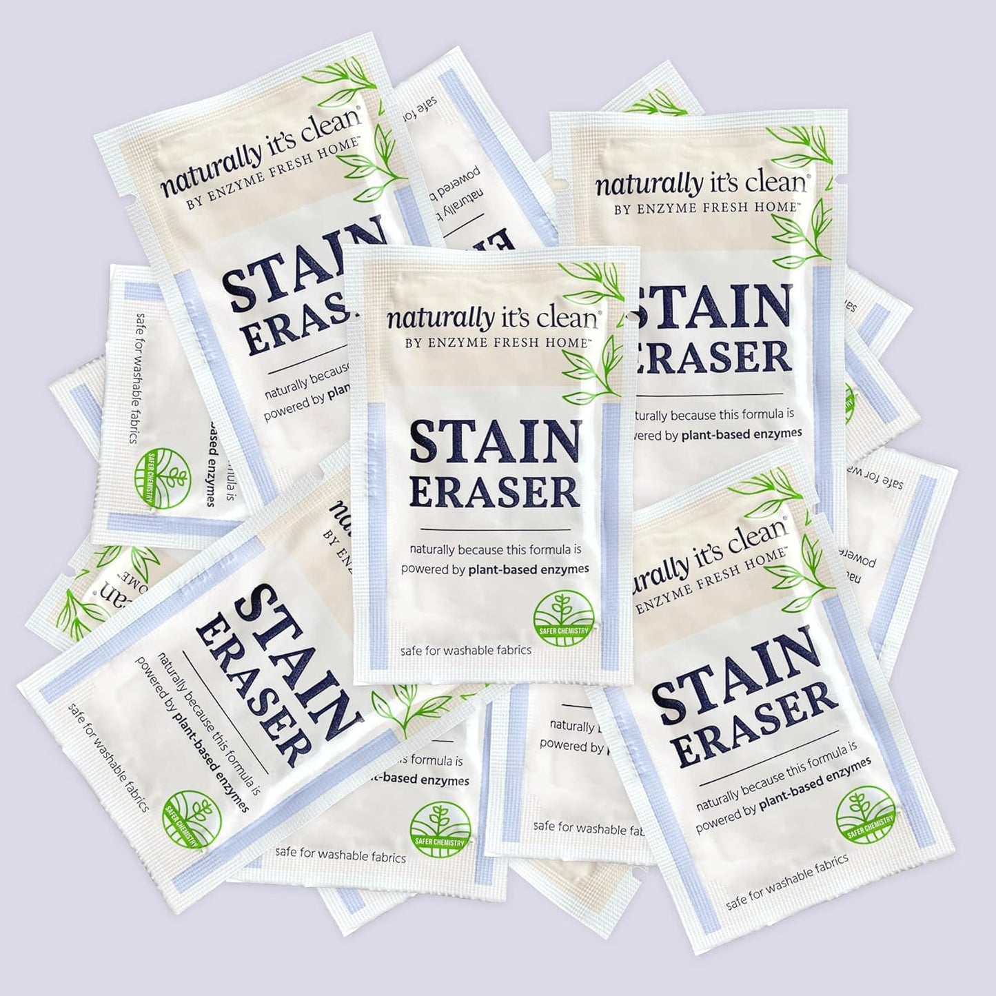 Naturally It's Clean Stain Eraser, Natural Enzymes Based/Biodegradable Instant Stain Removal, Spot Wipe Removes Wine, Coffee, Soda, Spills, Odor on Clothes, Bags, 60 Count (Pack of 1)