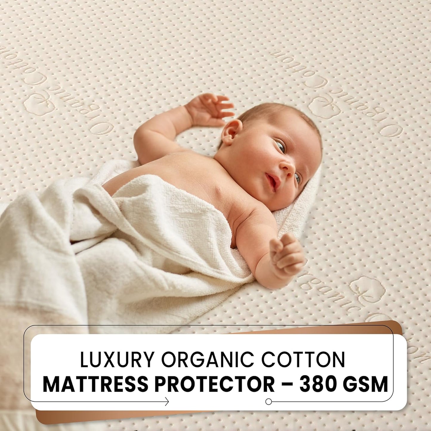 Crib Luxury Organic Cotton Mattress Protector - Skin Friendly, Waterproof, Breathable & Absorbent Crib Mattress Pad - Premium Protector for Baby and Toddler Beds - Fitted for Standard Baby Crib Size