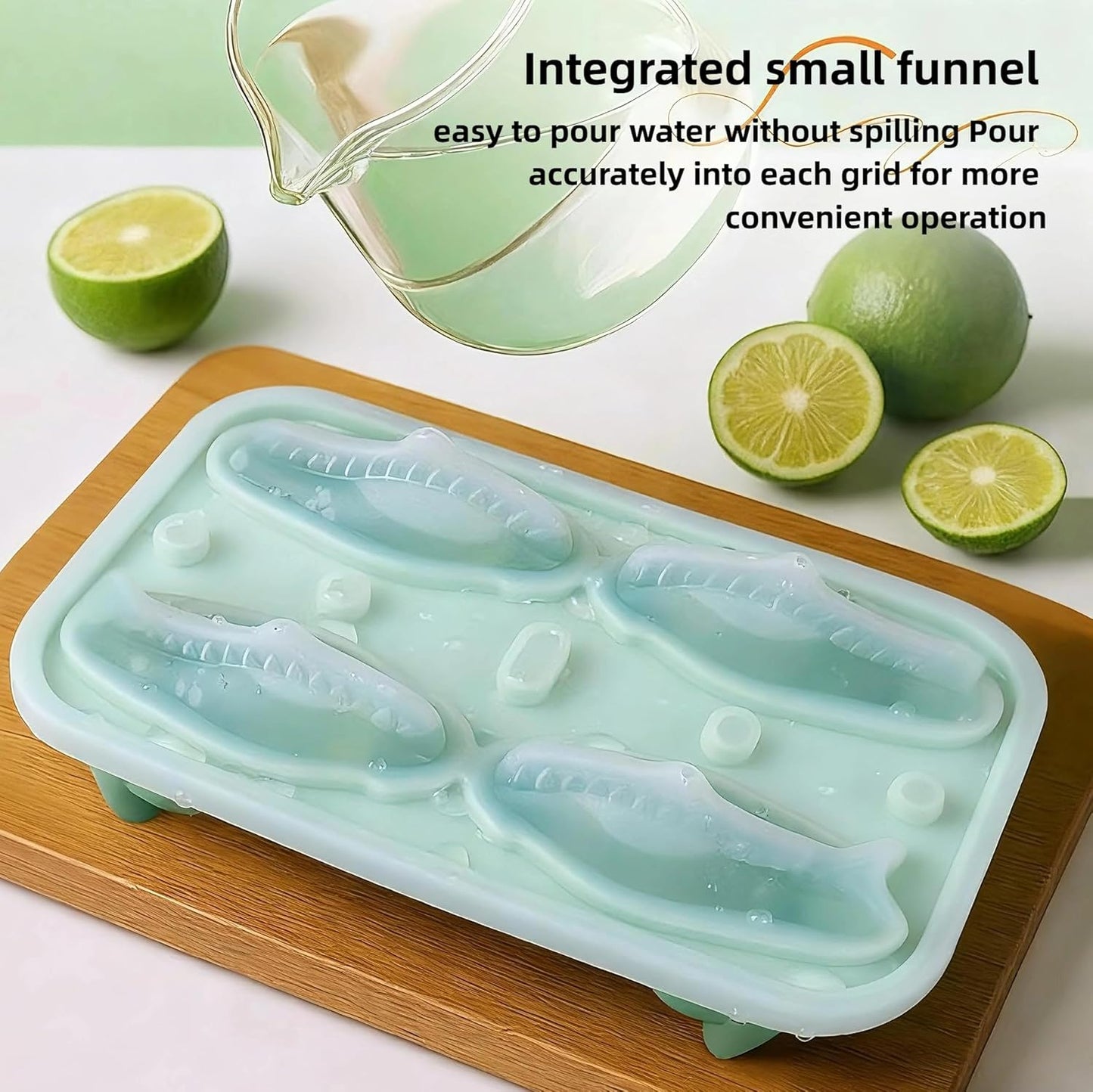 7.48inch Newly Upgraded 4-grid 3D Dinosaur Ice Tray and Covered Silicone Ice Tray, Suitable for Bars, Outdoor and Home Use(1, 3 colors randomly)