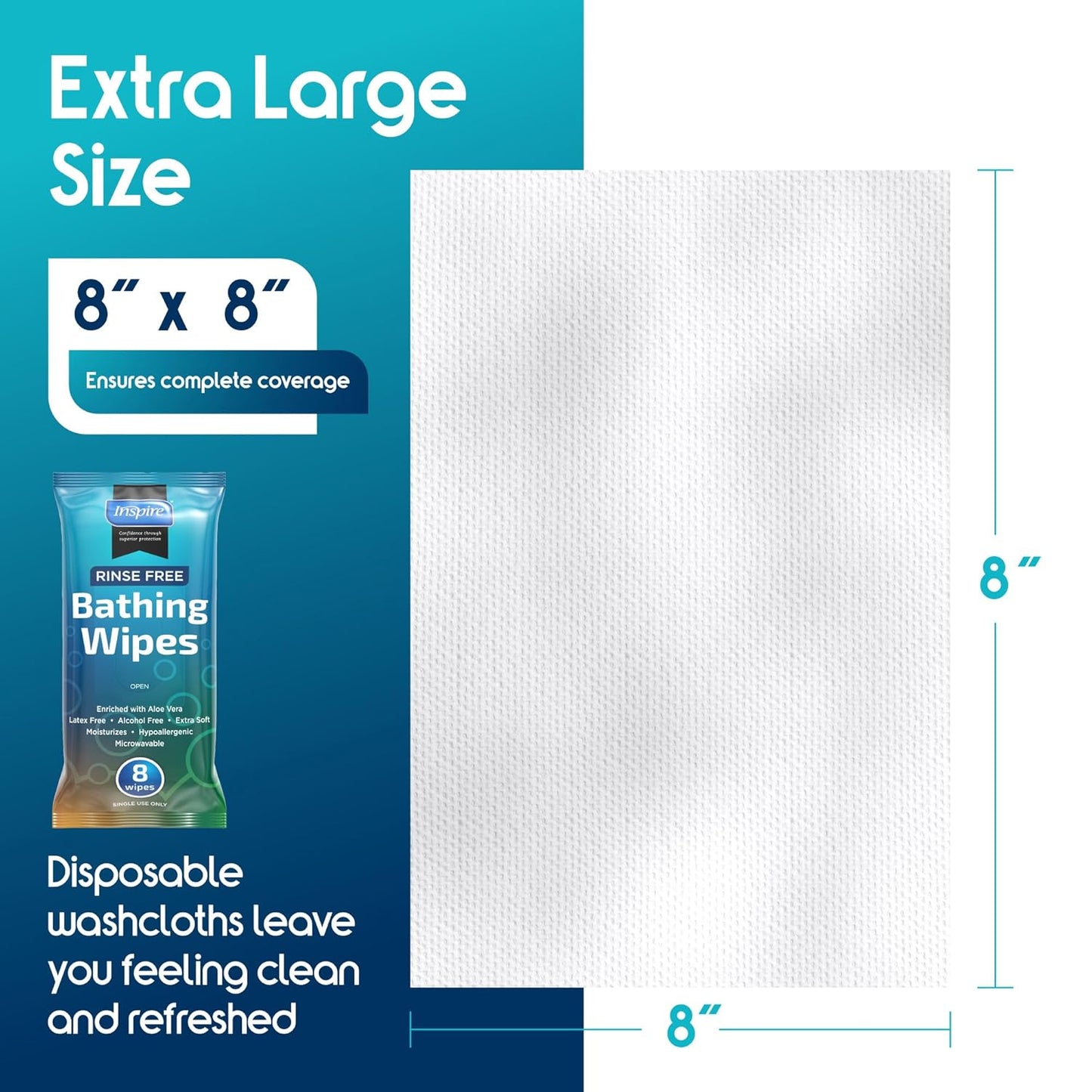 Adult Wet Wipes Body Wipes | Adult Wash Cloths Extra Large, Bathing Wipes for Incontinence, 8"x12"