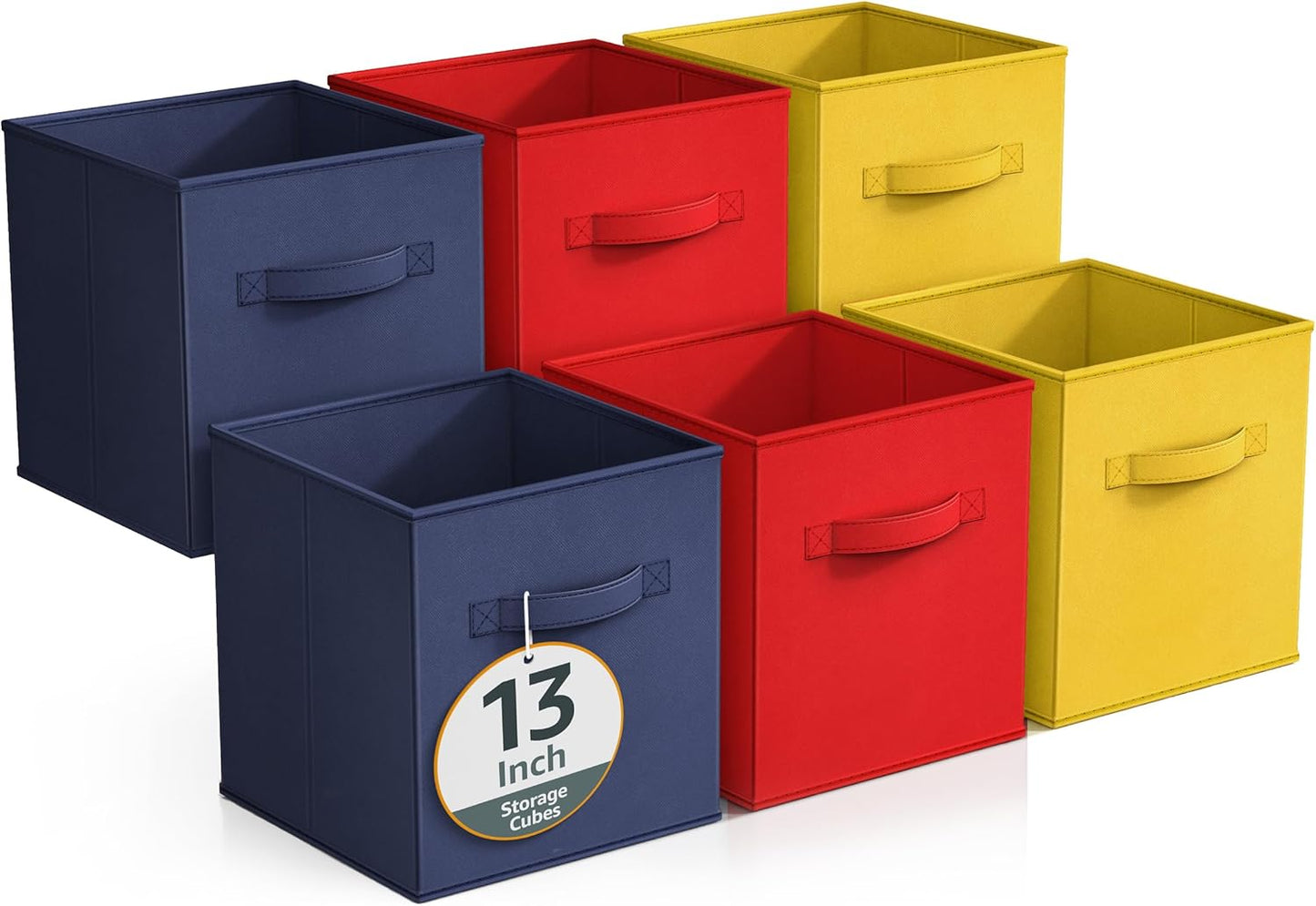Sorbus Fabric Storage Cubes - 6 Foldable Storage Bins for Organizing Pantry, Cubbies, Toy Box - Clothes Storage & Closet Organizer - 13 Inch Collapsible Cube Baskets for Shelves with Handle