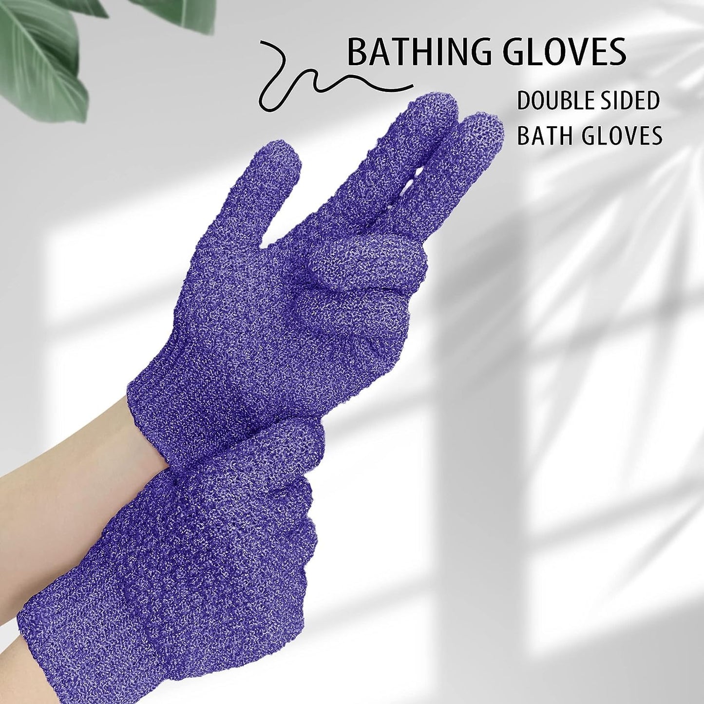 Evridwear Exfoliating Gloves for Shower, 100% Nylon Thick Soft Medium Heavy Bathing Gloves Dead Skin Remover Body Scrubber Smooth Skin with Hang Loop, Purple