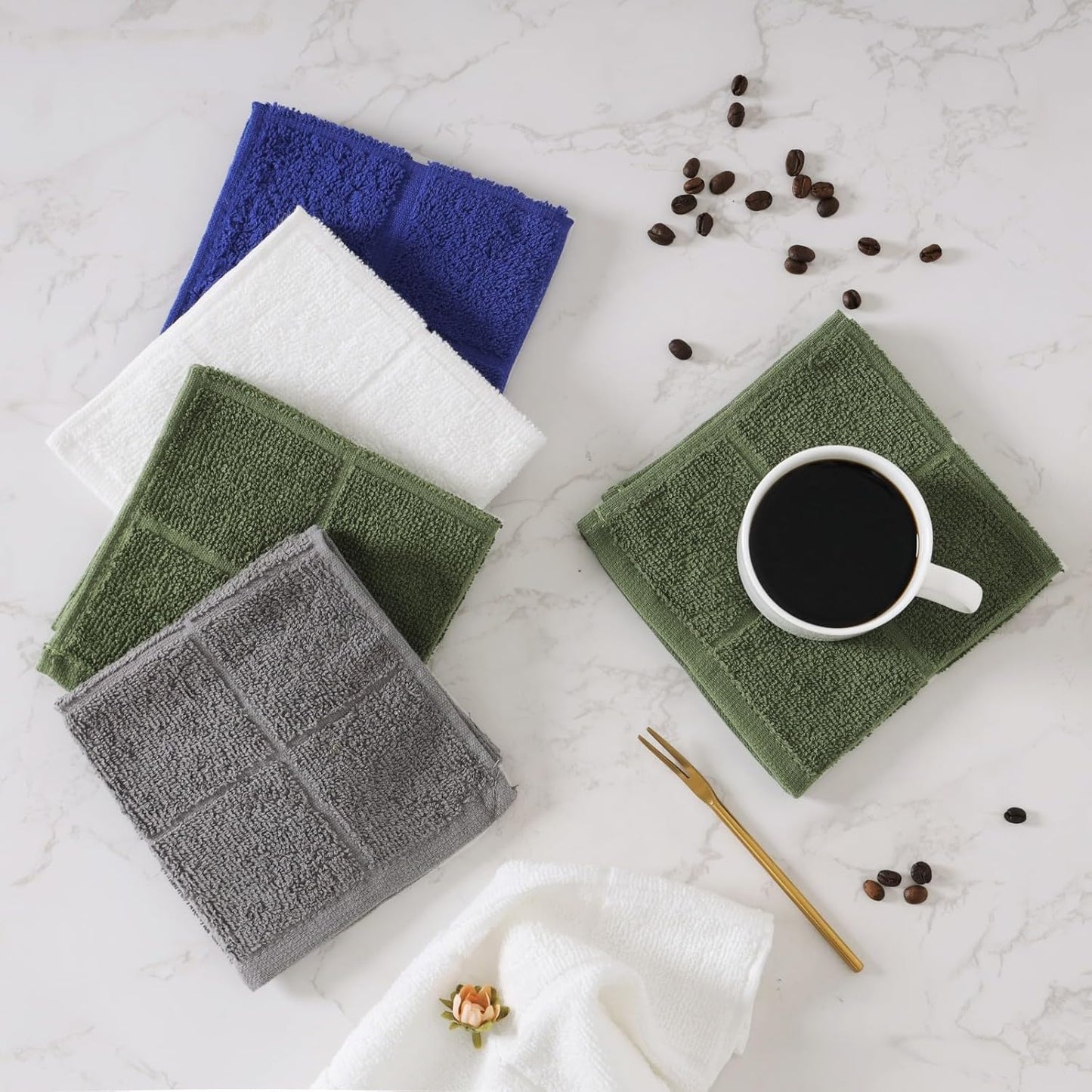 Glynniss Dishcloths Kitchen Highly Absorbent Dish Rags 100% Cotton Dish Cloths for Washing Dishes (red)