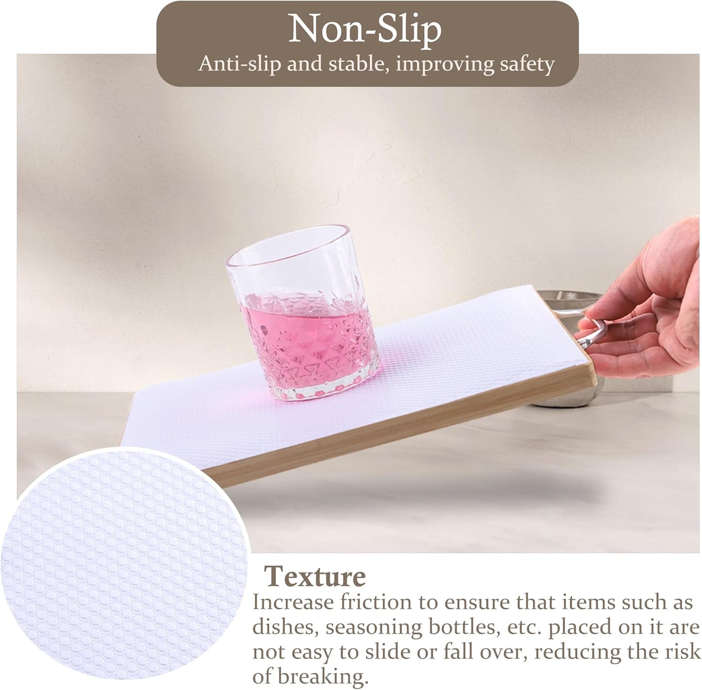 Shelf Liner Non-Slip 16 Inch Wide X 20 Ft Kitchen Cabinet Drawer Liners Waterproof & Oil-Proof Drawer Liners for Cupboard Pantry Non Adhesive Refrigerator Shelf Liner Strong Grip Cabinet Mat (White)