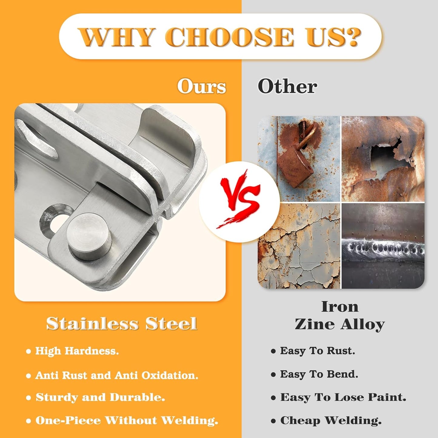 Alise Flip Latch Gate Latches Slide Bolt Latch Safety Door Lock Catch for Barn Cabinet Pet Cage Garden Bathroom Garage Window Sliding Door,MS4001-LS Stainless Steel Brushed Finish