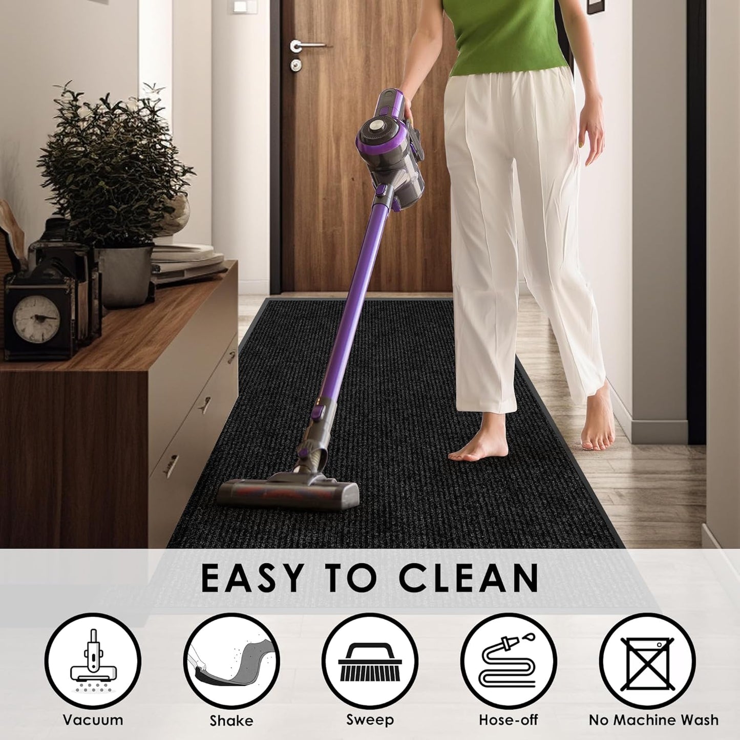 3′ x 34′ Front Door Mat Indoor Outdoor Entrance, Commercial Floor Mat Heavy Duty Dirt Trapper Entryway Doormat, Custom Size Non Slip Rubber Backing Welcome mat, Door Mat for High Traffic Area