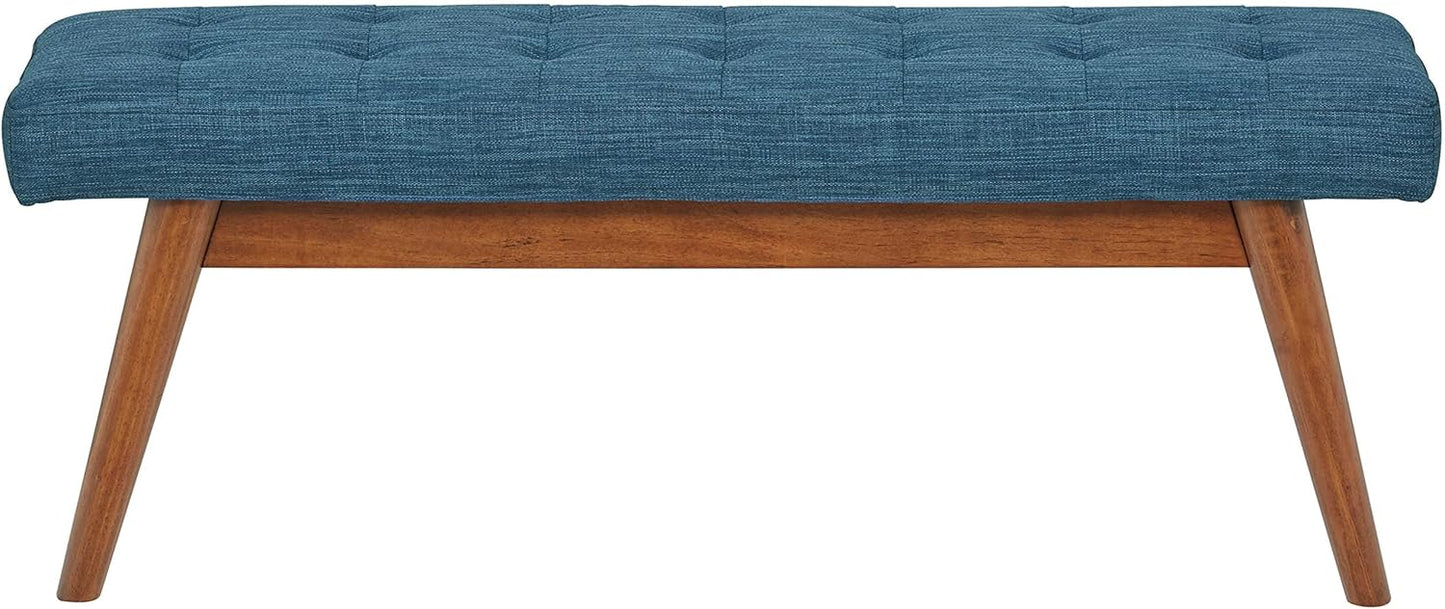 Amazon Basics Modern Haraden Upholstered Button-Tufted Bench, Blue, 16 x 44 x 17 in (Previously Rivet brand)