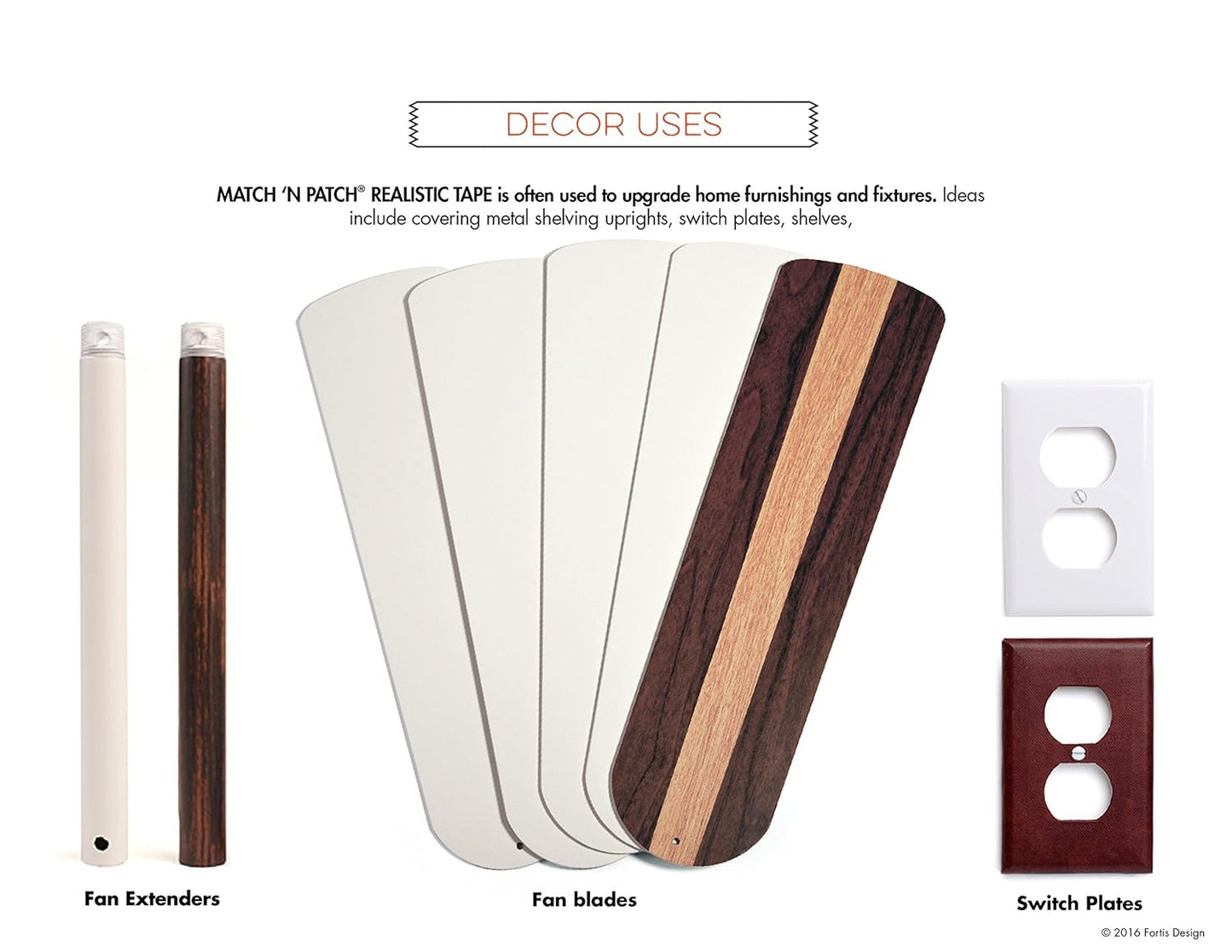 MATCH 'N PATCH Realistic Wood Grain Repair Tape - Durable Multi-Use Adhesive Tape for Furniture, Floors, Cabinets, Windows, Doors, RV, Home Decor & DIY Projects - Brown-Black, 2.25 inch x 15 feet