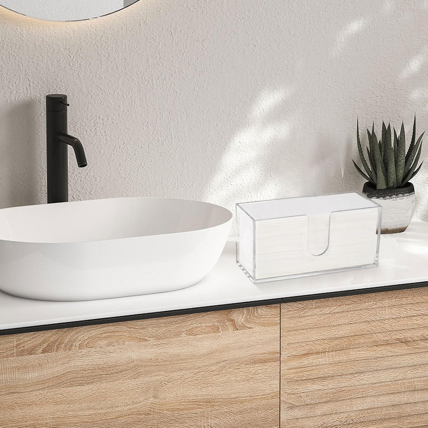 2Pcs Acrylic Paper Towel Dispenser, Paper Towel Holder Countertop Clear Multi Trifold Napkin Holder, Suitable for Z-fold, C-fold or MultiFold Paper Towels for Bathroom, Toilet, Kitchen