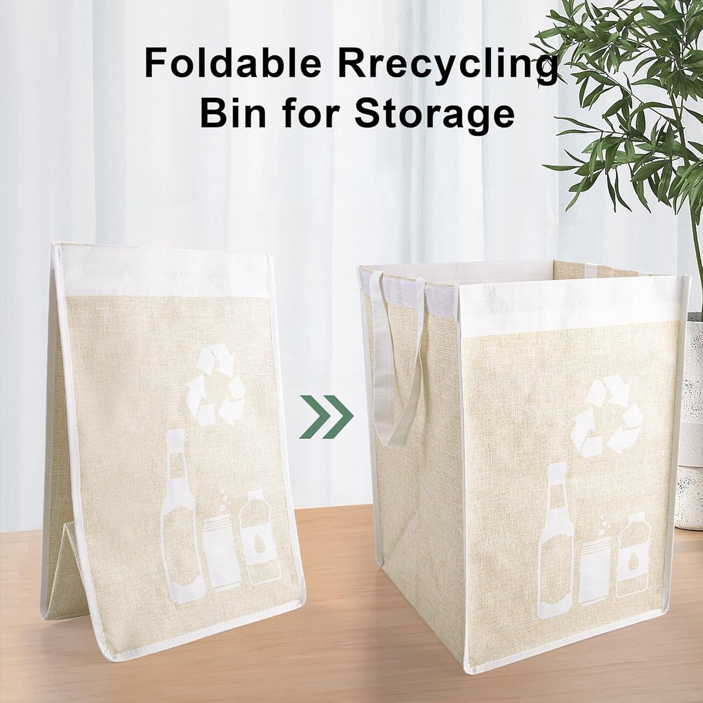 Recycle Waste Bag for Kitchen Home- Indoor Recycling Bins Trash Sorting Organizer, Reusable and Waterproof, Yellow, 4 Pack