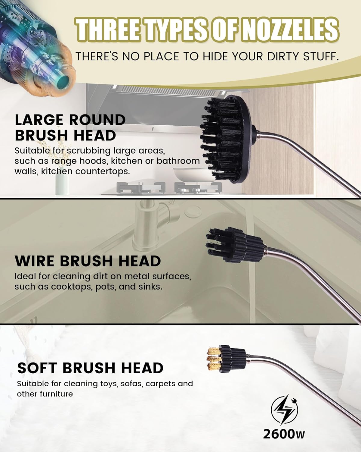 FoundGo 1700W Tankless Handheld Steam Cleaner with 7 Brushes 20s Heating to 239℉ Pressurized Portable Steam Cleaner, Cleaning Home/Kitchen/Car & More-White