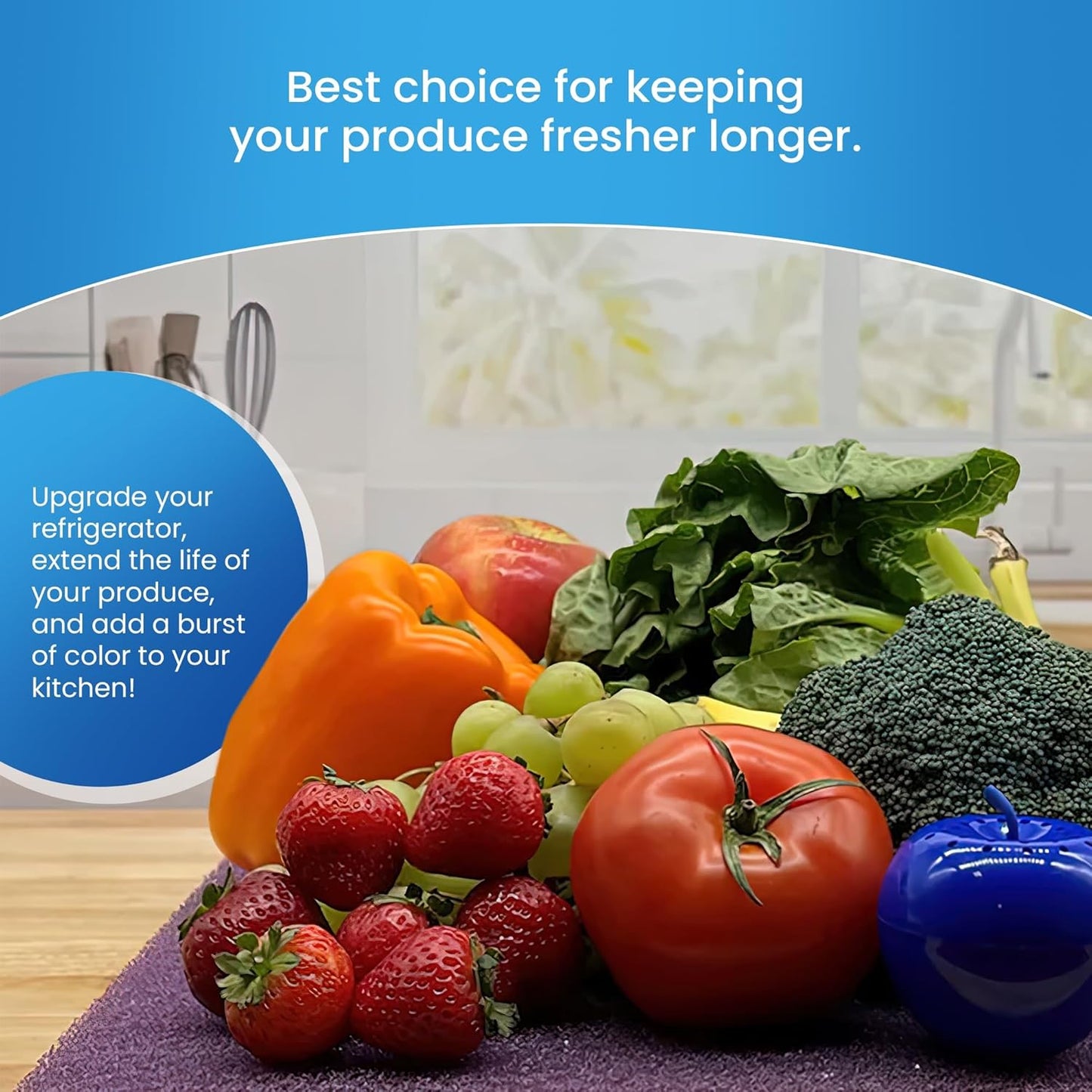 Bluapple FreshMats, Refrigerator Bin Liner, Fridge Drawer Mats, Crisper Life Extender Liner Keeps Produce Fresh Longer, Anti-Bruising, for Air Circulation, Washable & Reusable (4-Mats, 12x15, Purple)