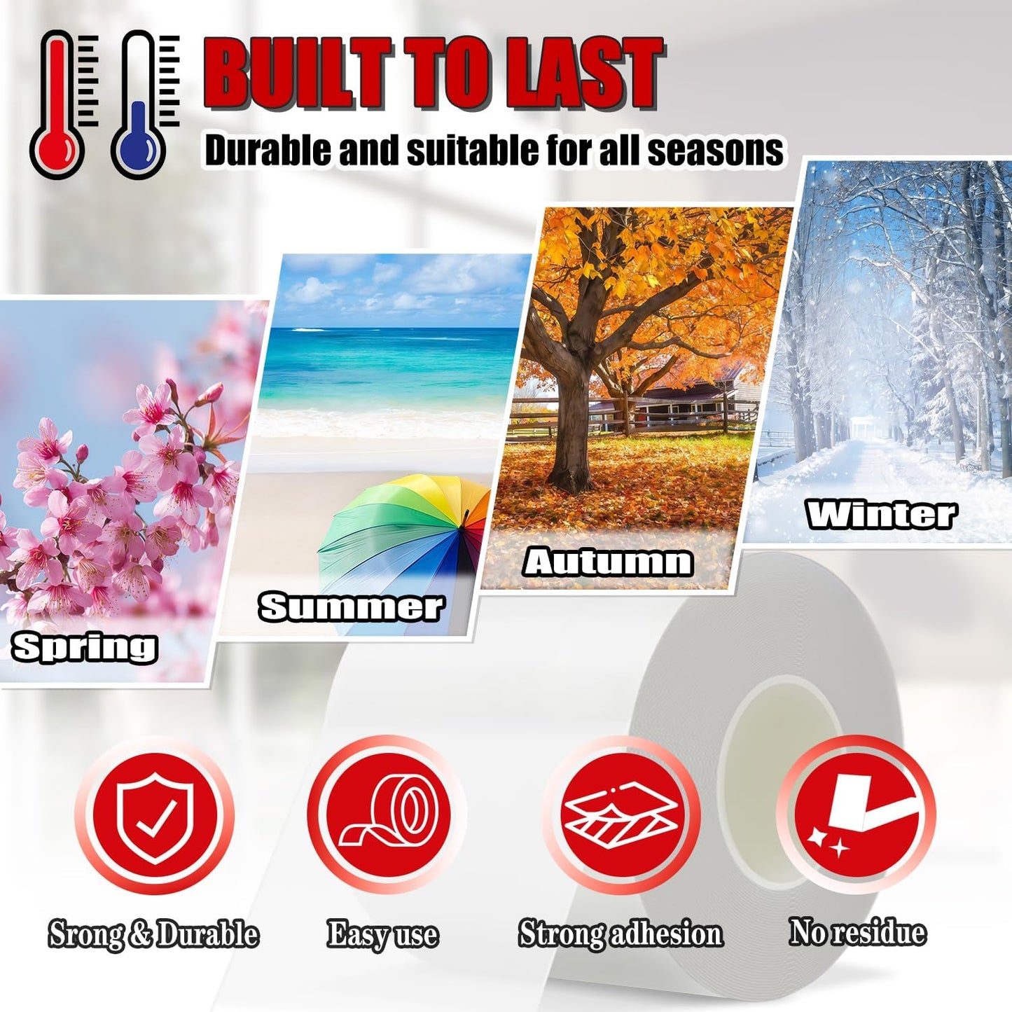 Window Weather Sealing Tape 3 in x 105 FT Weather Stripping Weatherproof Draft Stopper Clear Window Insulation Tape for Doors Windows Garages RVs Energy Saving Kit (3 in X 105 FEET)