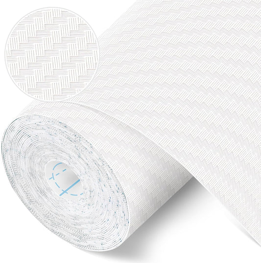 Self-Adhesive Shelf Liner Kitchen Liner, Waterproof Backed Paper Easy Peel and Stick Contact Liner Without Residue for Decor Your Desk Surface, Kitchen Countertops (White, 35.4 x 118.1 inches)