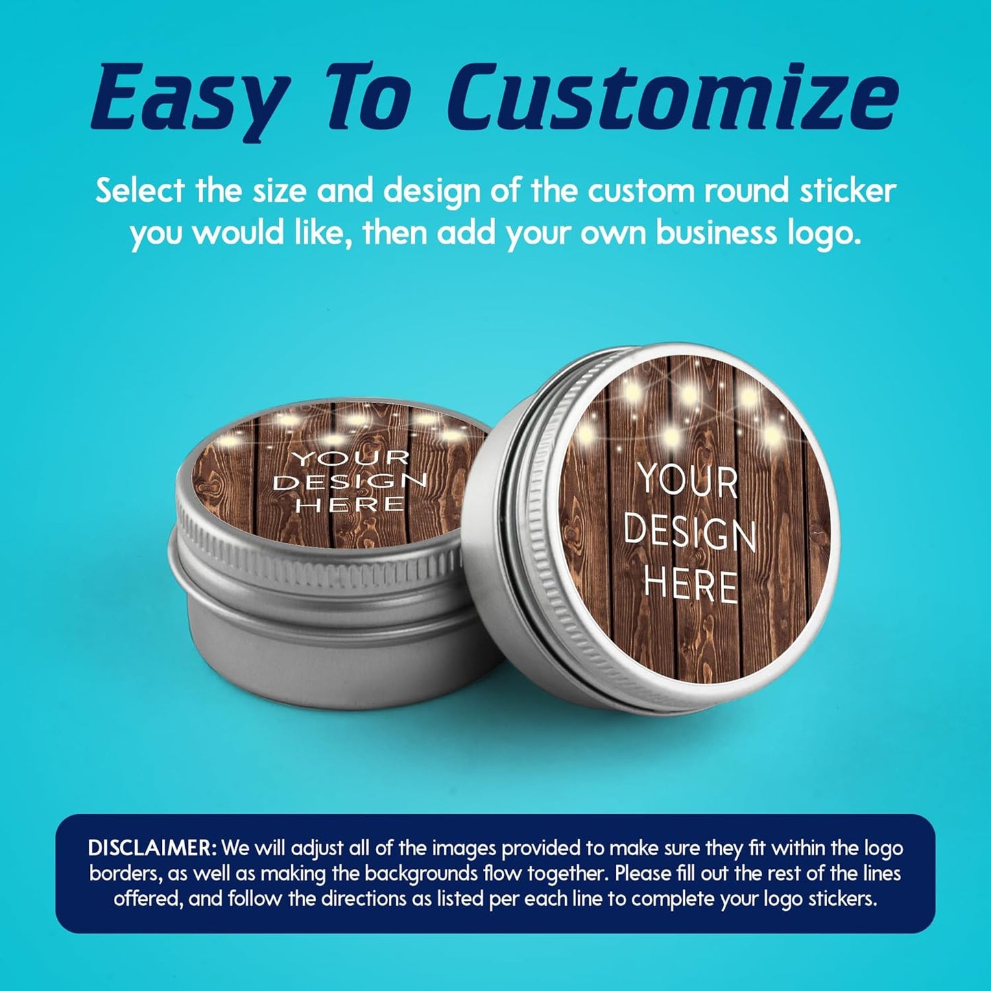 5-1000 Custom Vinyl Stickers - Upload Your own Image, Text, Design, Logo - Personalized Logo Labels for Handmade, Packaging, Bottle, Jars, Candle, Brand Stickers (Wood Lights, 2x2)