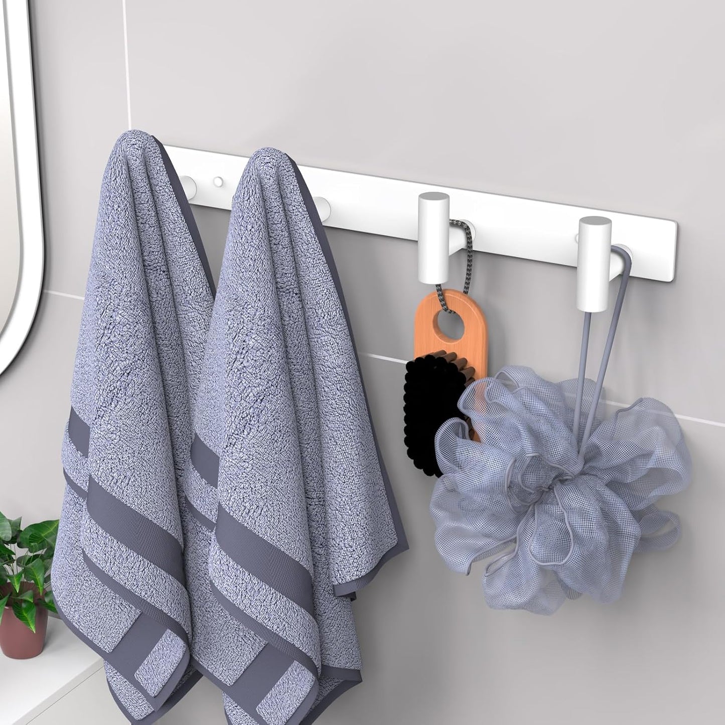 VAEHOLD Hat and Coat Wall Mount Rack - Hooks for Robes, Bags, Keys, and Towels - Bathroom Towel Hanger Organizer (White, “T“ Shape 4 Hooks 1 Pack)