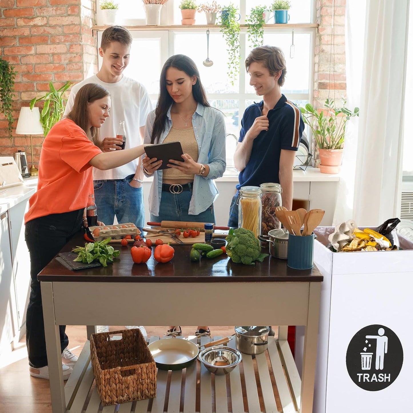 Tioncy 5 Pcs 30 Gallon Corrugated Cardboard Trash Cans Recycling Bins with Trash and Recycle Letters White Disposable Garbage Container Reusable Garbage Boxes for Party Camping Outdoor Events