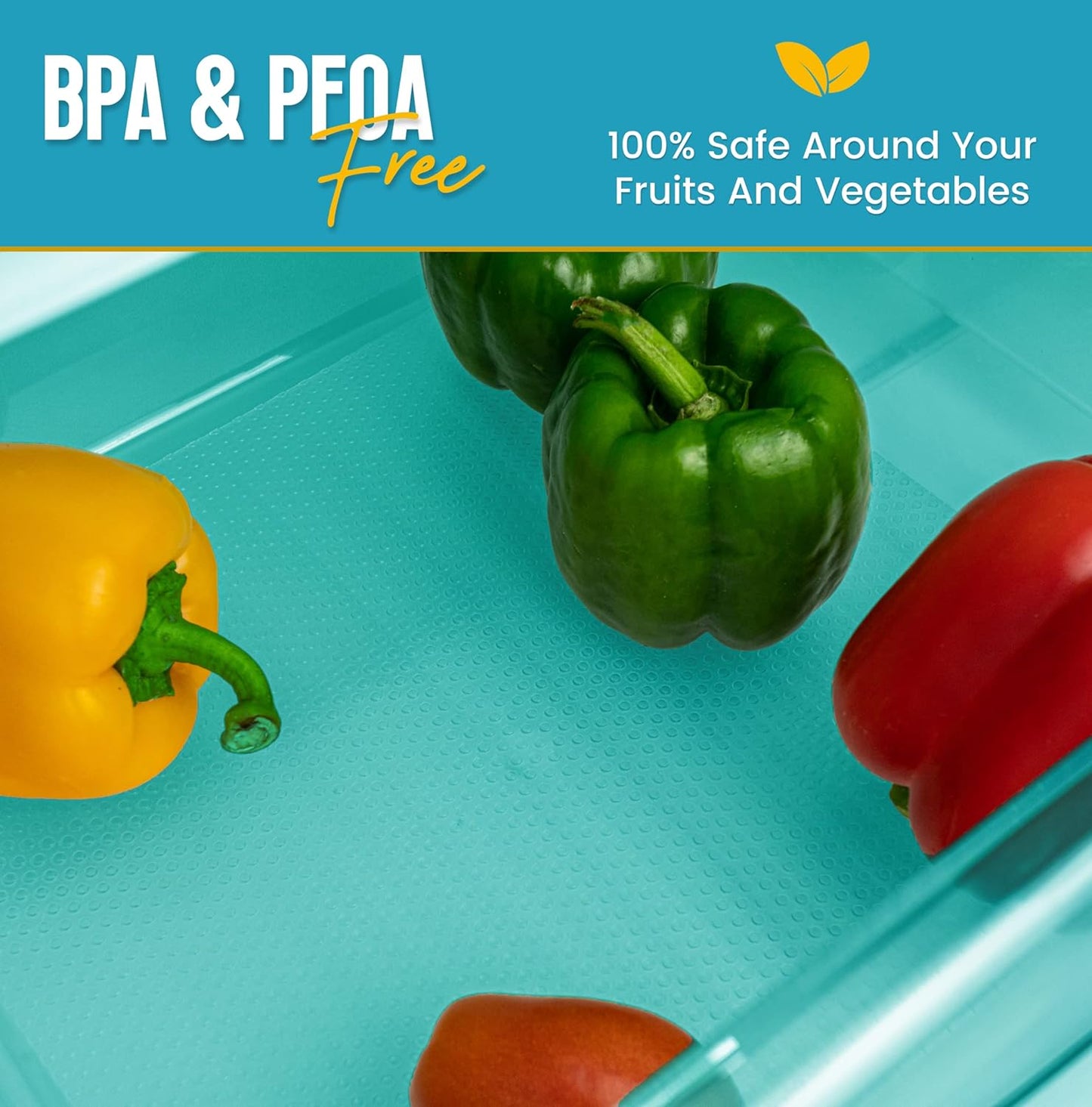 Refrigerator Liners for Shelves (12 Pack) by Linda’s Essentials - Non-Adhesive Shelf or Drawer Liner, BPA-Free Fridge Mats for Kitchen & Cabinets, Easy to Clean, Ideal Household Essentials (Blue)