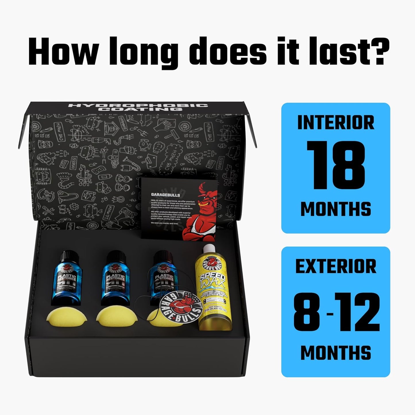 garage bulls Car Plastic Restorer & Hydrophobic Trim Ceramic Coating Kit Car Accessories Long Lasting Coating (3 Pack)