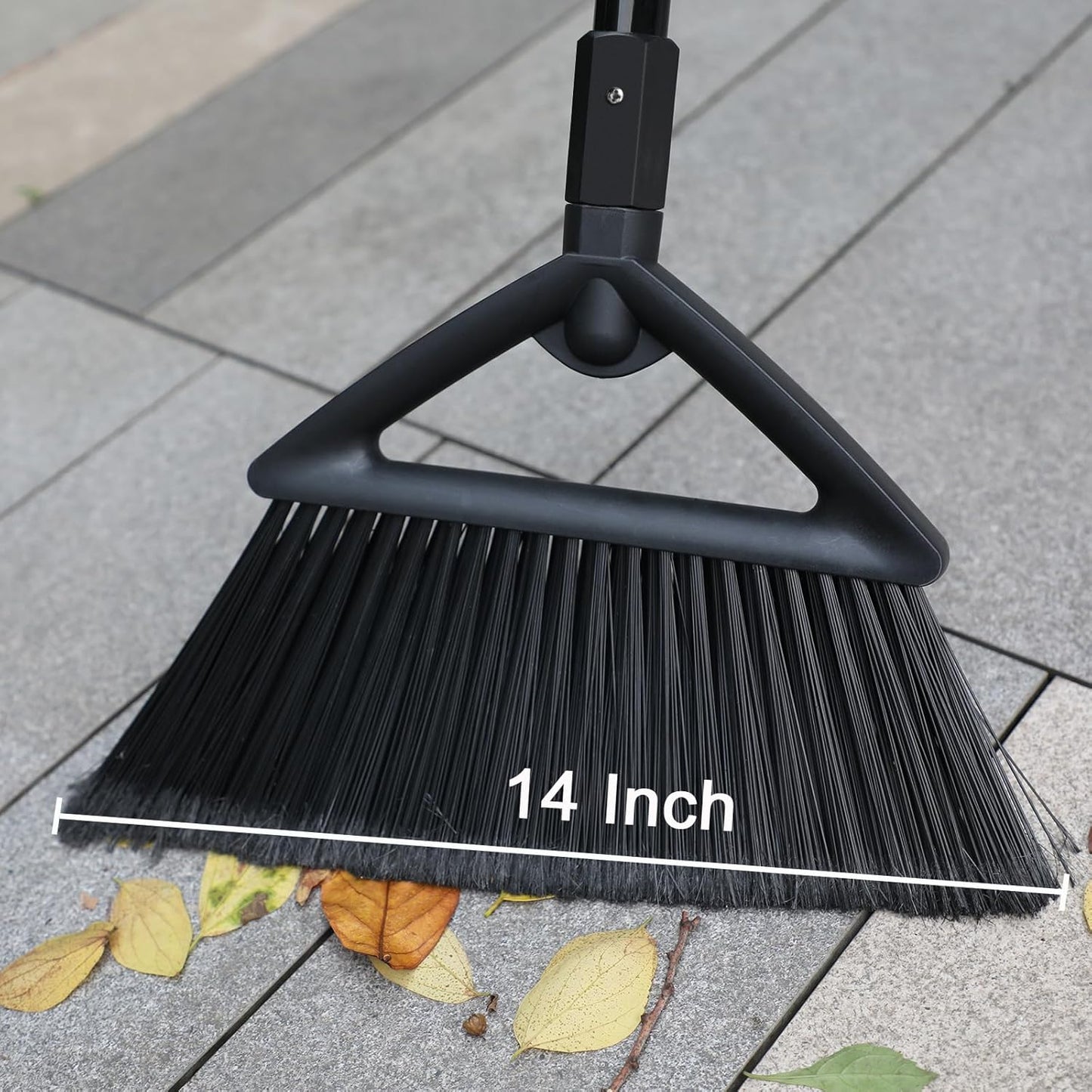 Heavy Duty Broom, Brooms for Sweeeping Indoor, Angle Broom with Long Pole, Outdoor Broom for Courtyard Garages Slidewalk, Indoor Broom for Kitchen Lobby Canteen Black