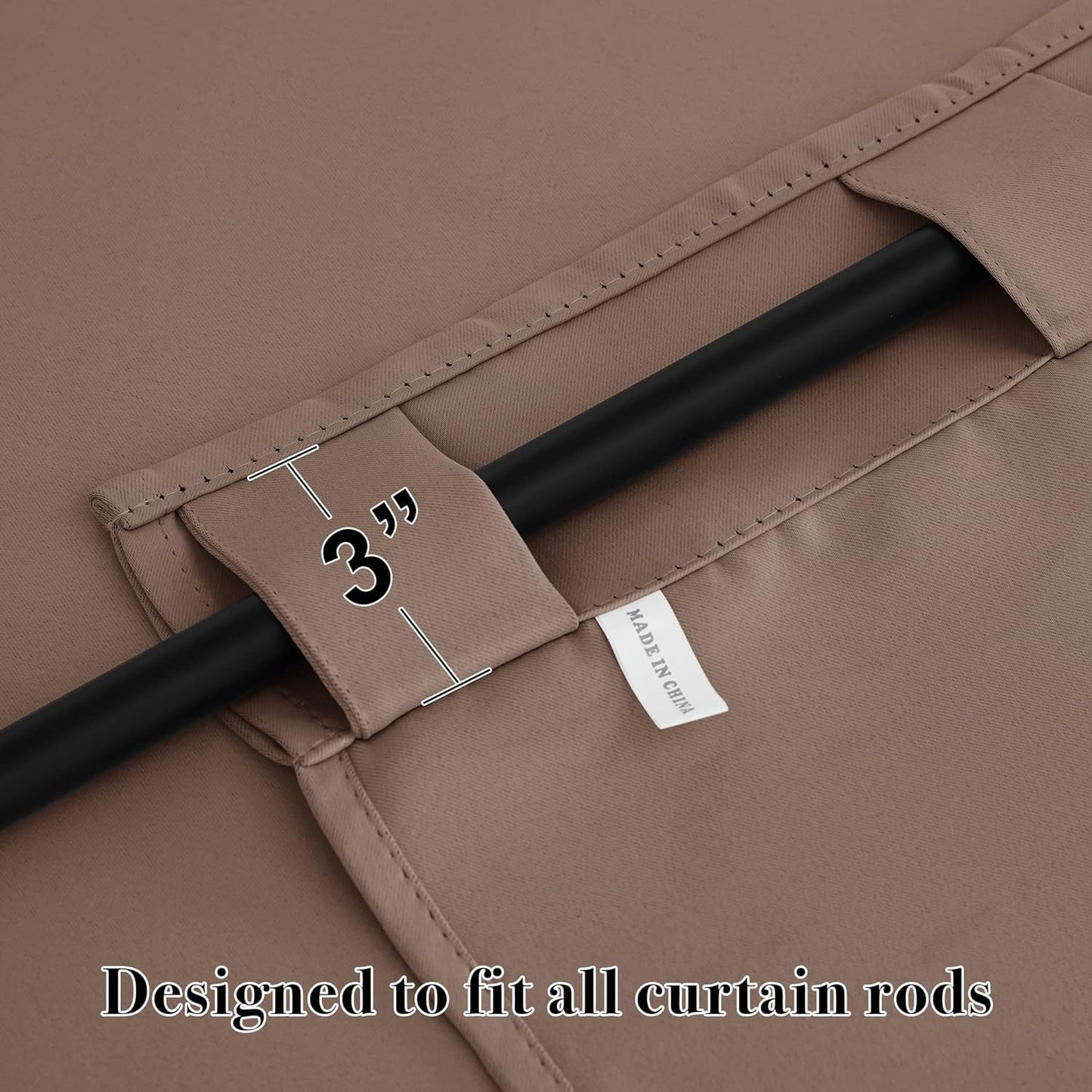 RYB HOME Blackout Curtains for Kitchen, Thermal Insulated Window Curtains and Drapes Back Tabs Room Darkening Shades for Studio Dorm Loft, Mocha, W42 x L63 inch, Set of 2 Panels