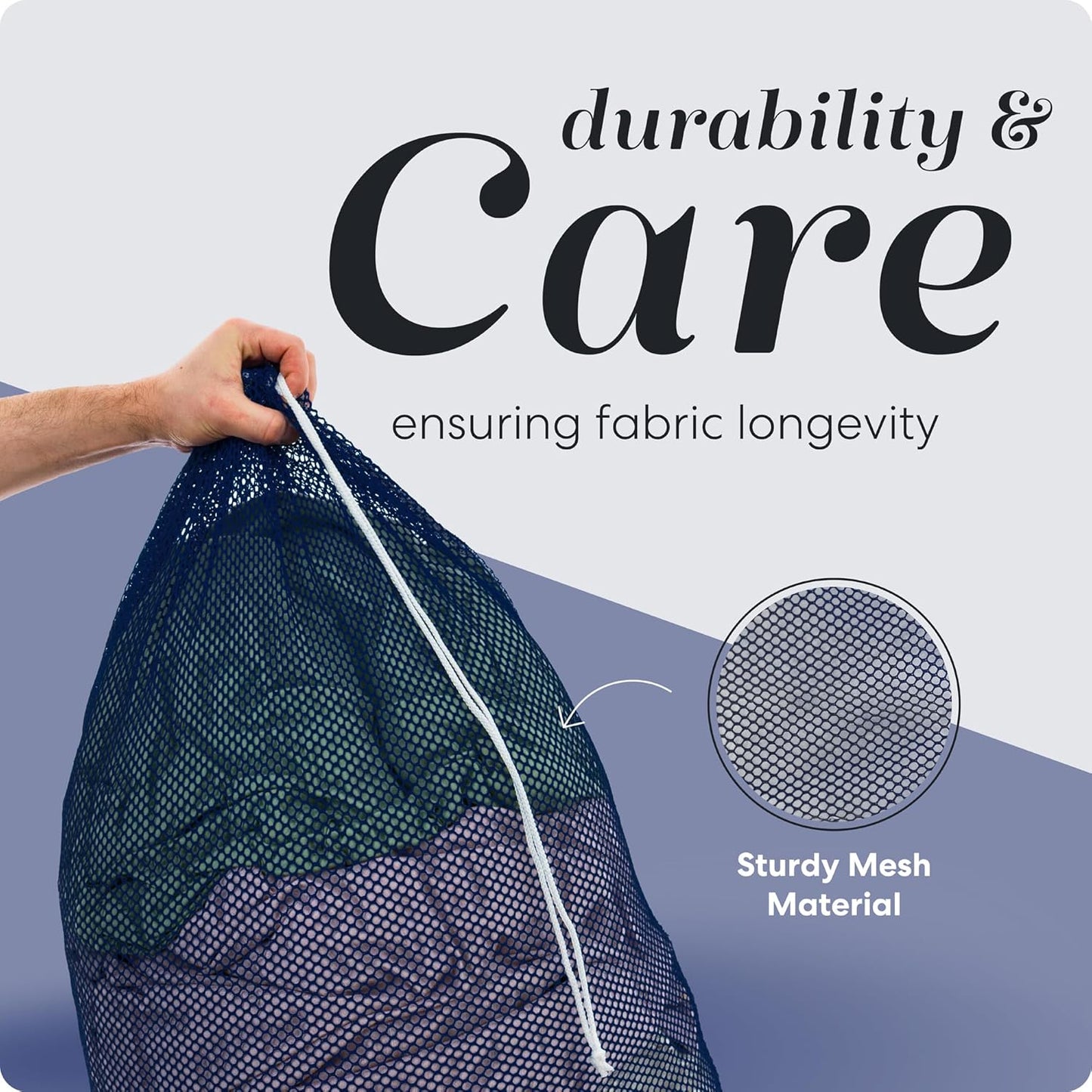 Handy Laundry Mesh XL Laundry Bag - Durable, Machine Washable with Secure Drawstring Closure - Perfect for College Dorms, Laundromats, Apartments (Navy, Large 24" x 36")